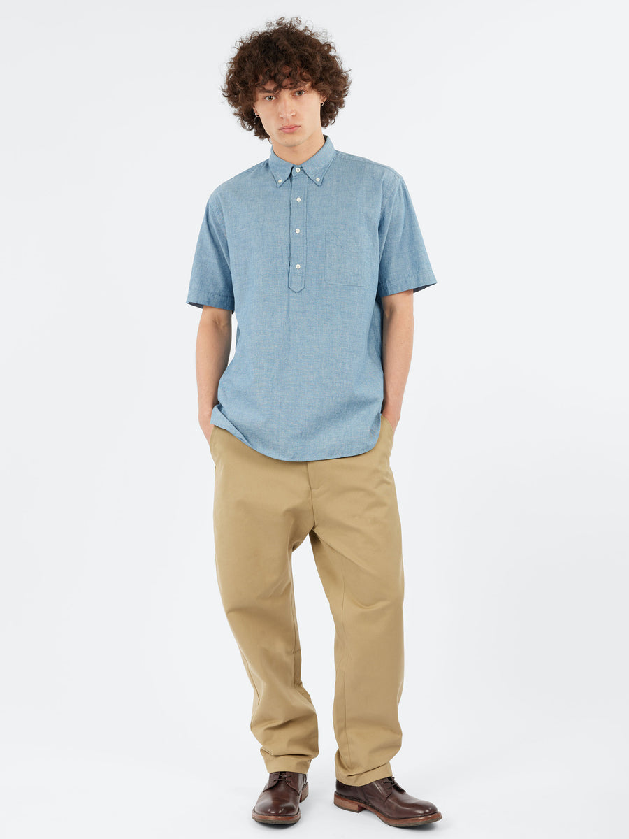 BEAMS PLUS - S/S Popover Chambray Shirt in Blue – gravitypope