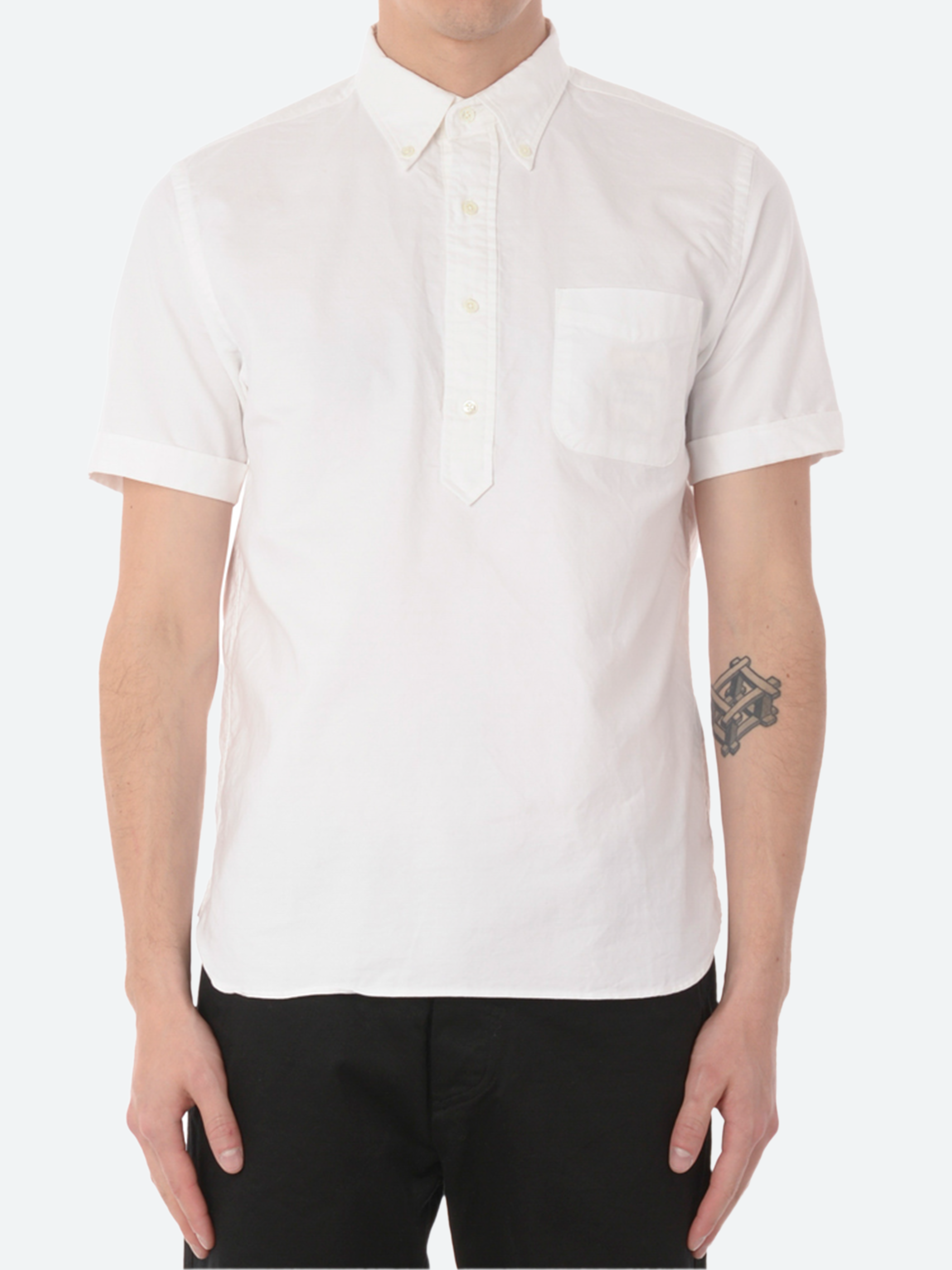 Oxford Pullover Short Sleeve Button-Down Shirt