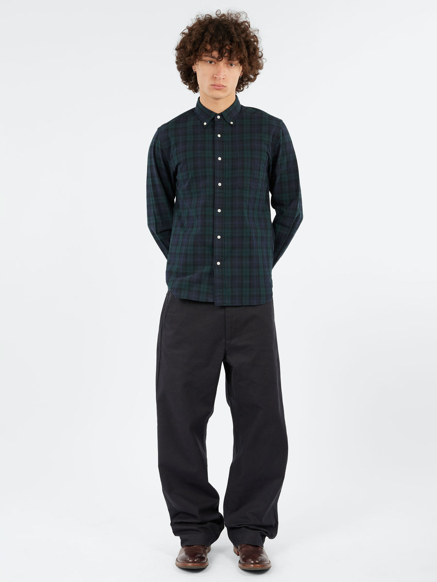 comoli beams Black Watch check woolpants Black BEAMS Check check