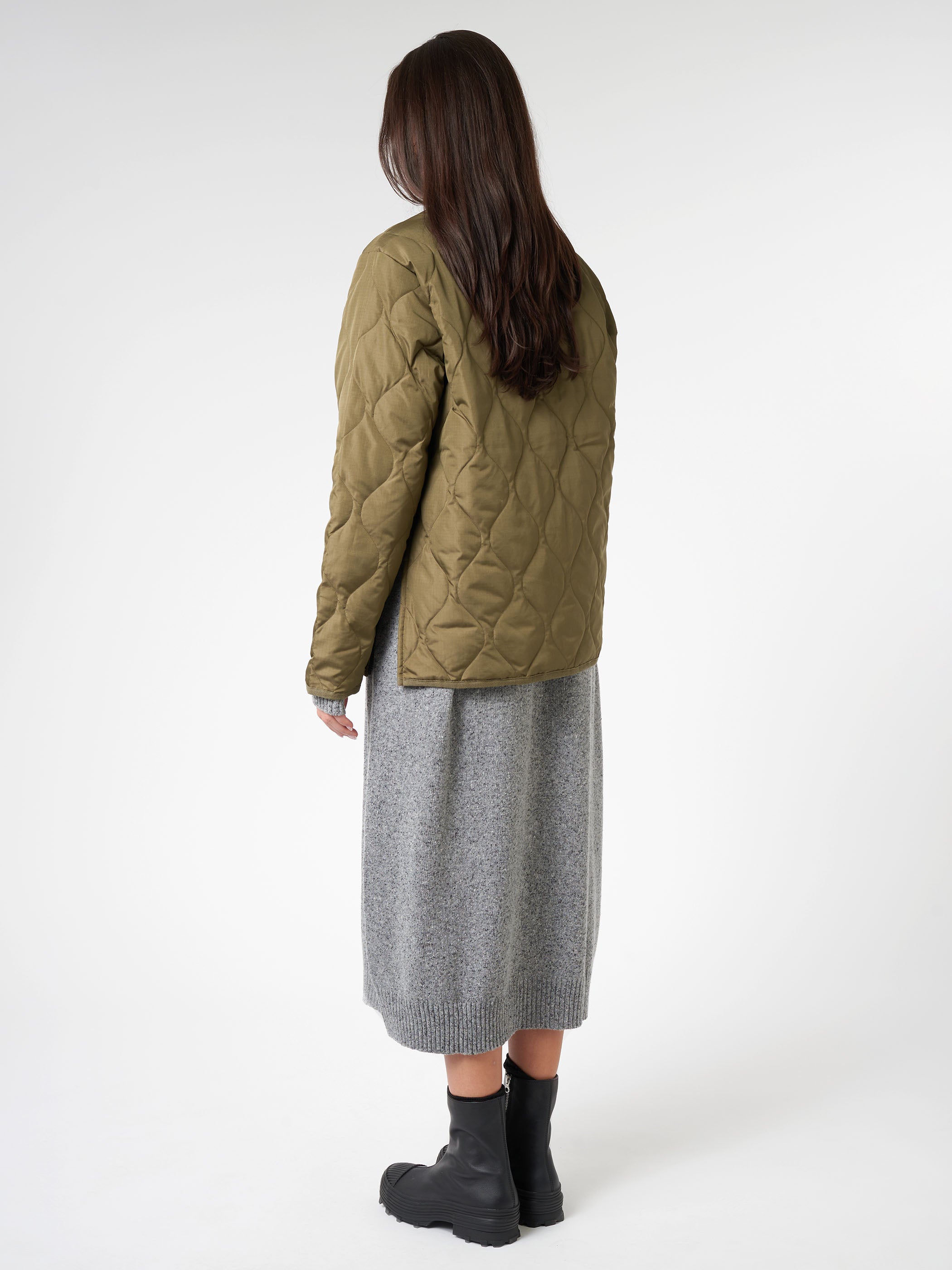 Military Zip V-Neck Down Jacket