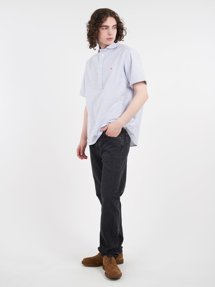 Danton - Round Collar Shirt in Navy and White Stripe – gravitypope