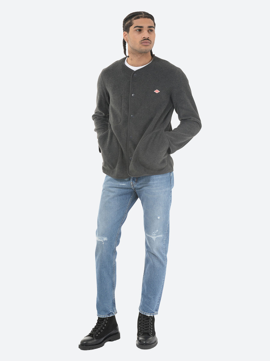 Danton - Collarless Fleece Jacket in Charcoal – gravitypope