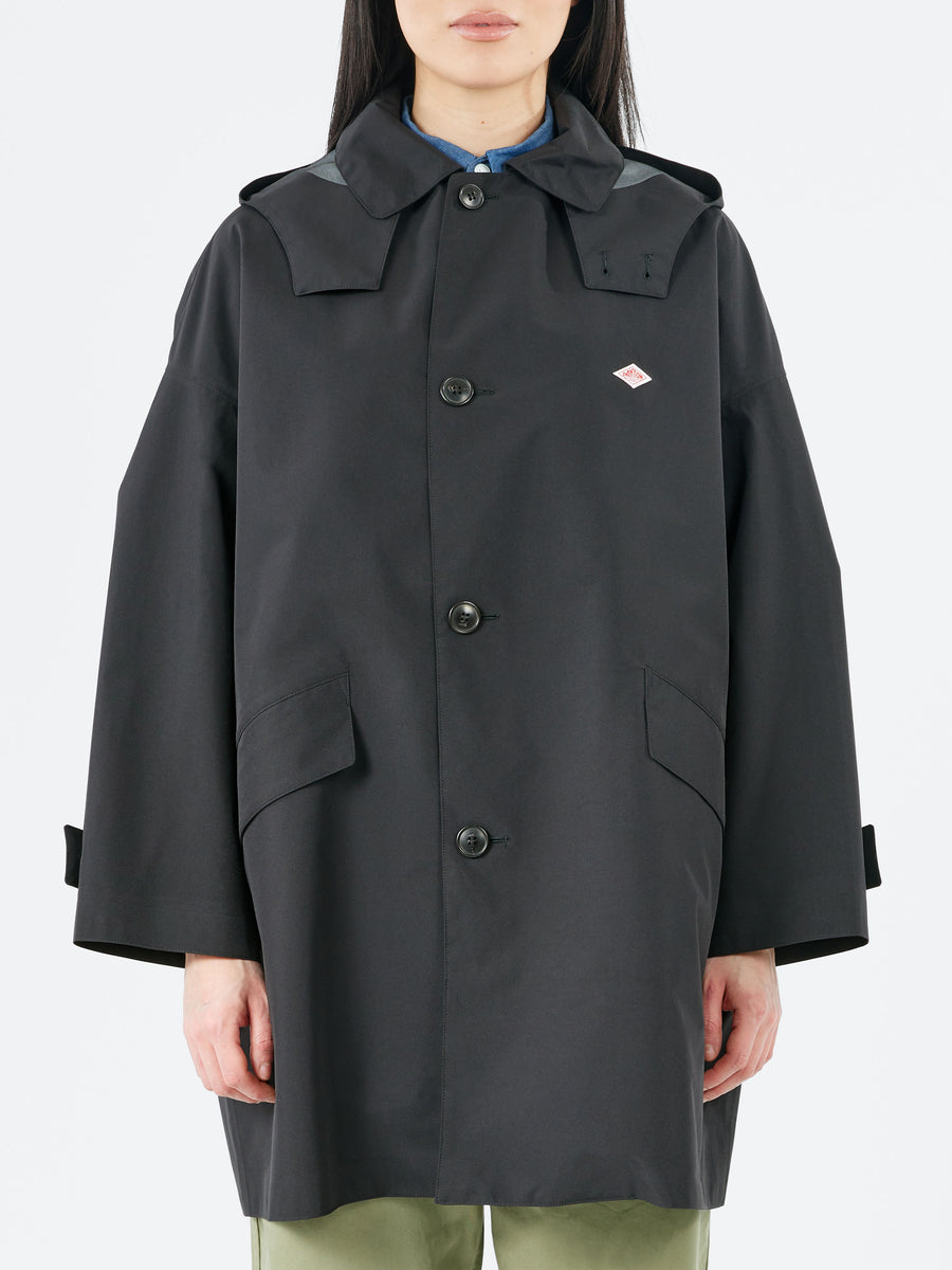 Danton - Women's 3-Layer Cloth Hooded Balmacaan Coat in Black