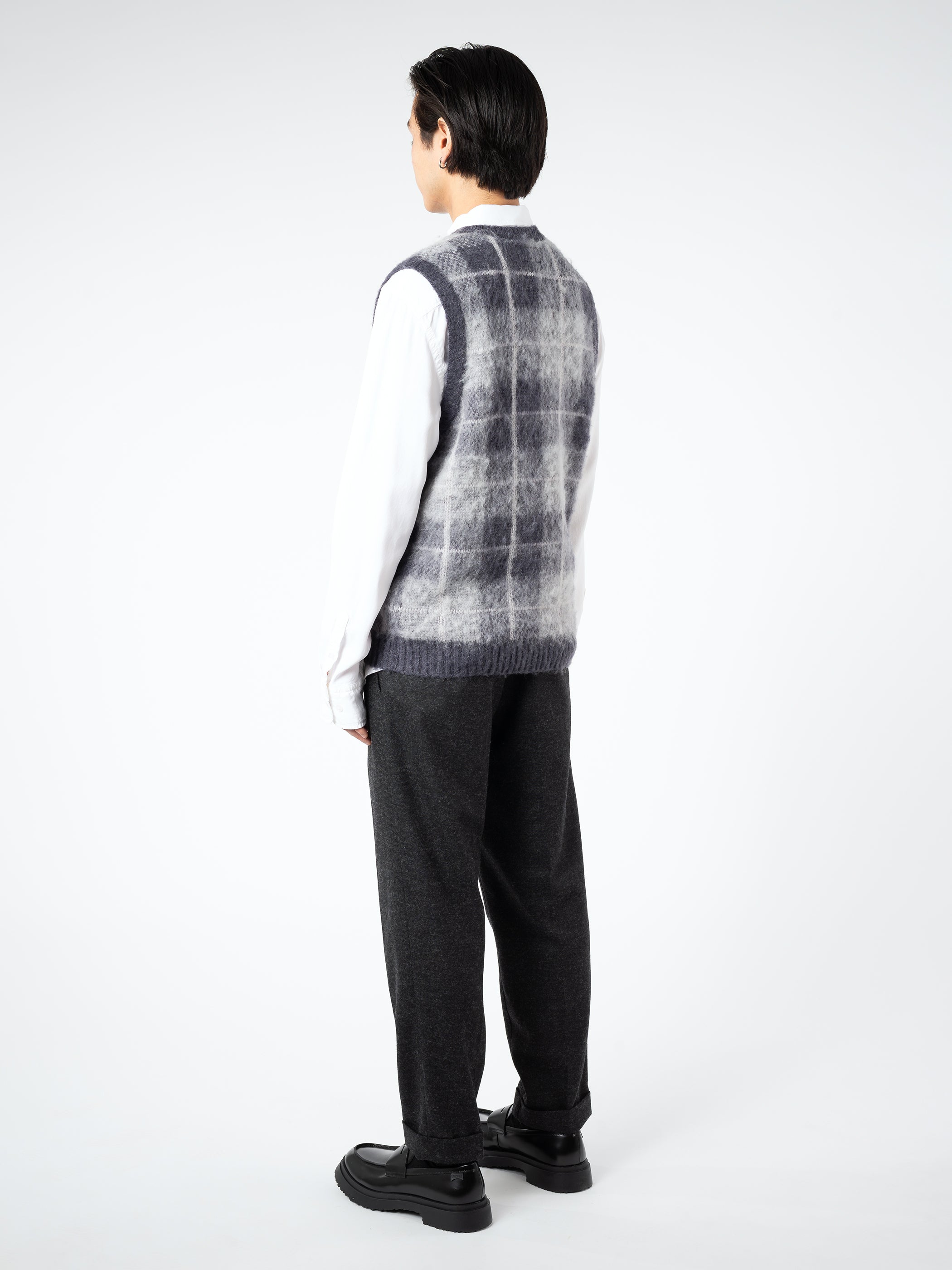 Mohair Check Pullover Knit Vest