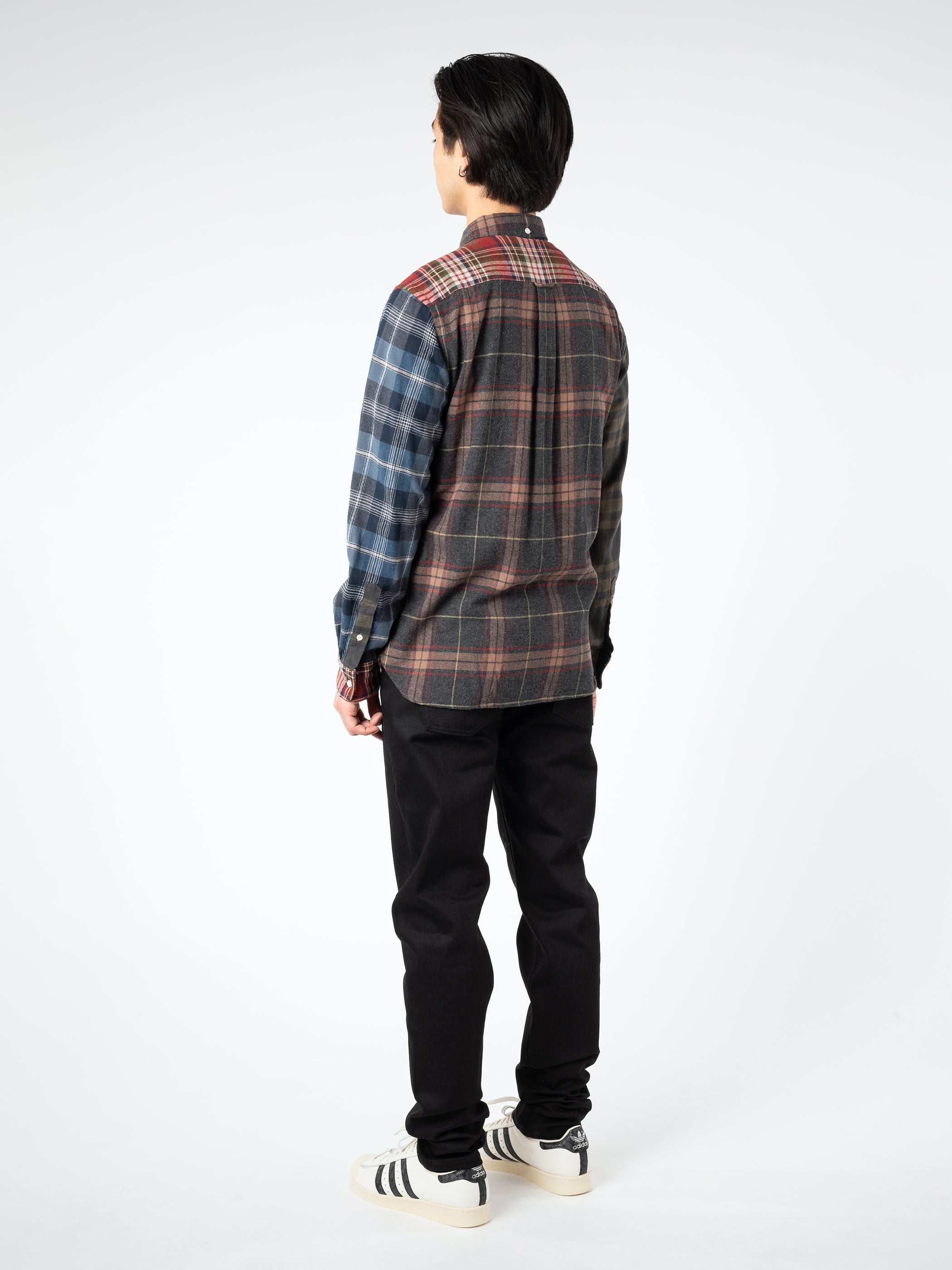 Flannel Check Panel Button Down Shirt