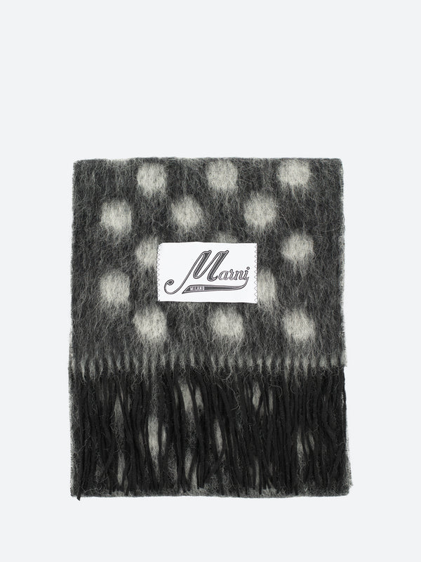 WOOL-MOHAIR SCARF WITH POLKA DOTS