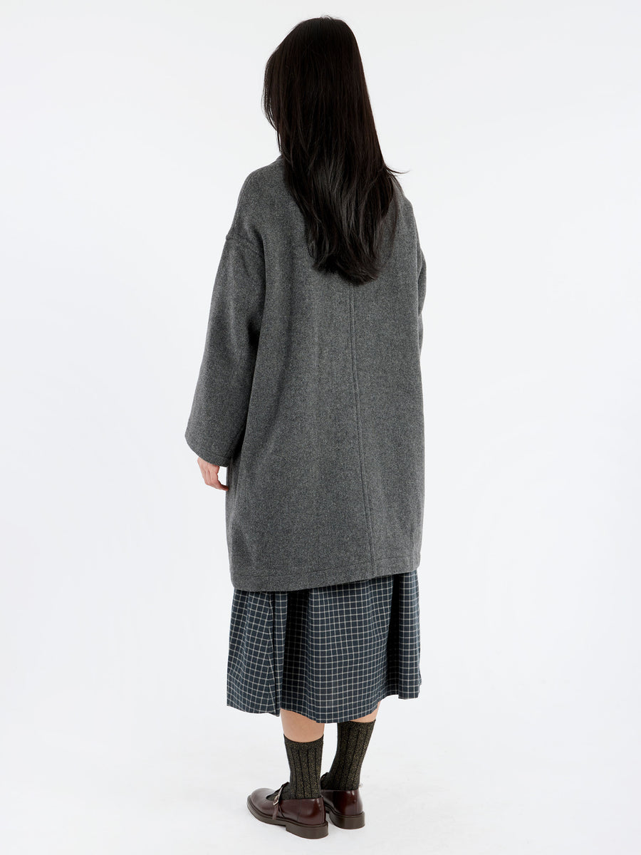 DANTON wool coat jacketウール コート 42 Danton - Women's Wool Light Pile Long Coat in Mid Grey
