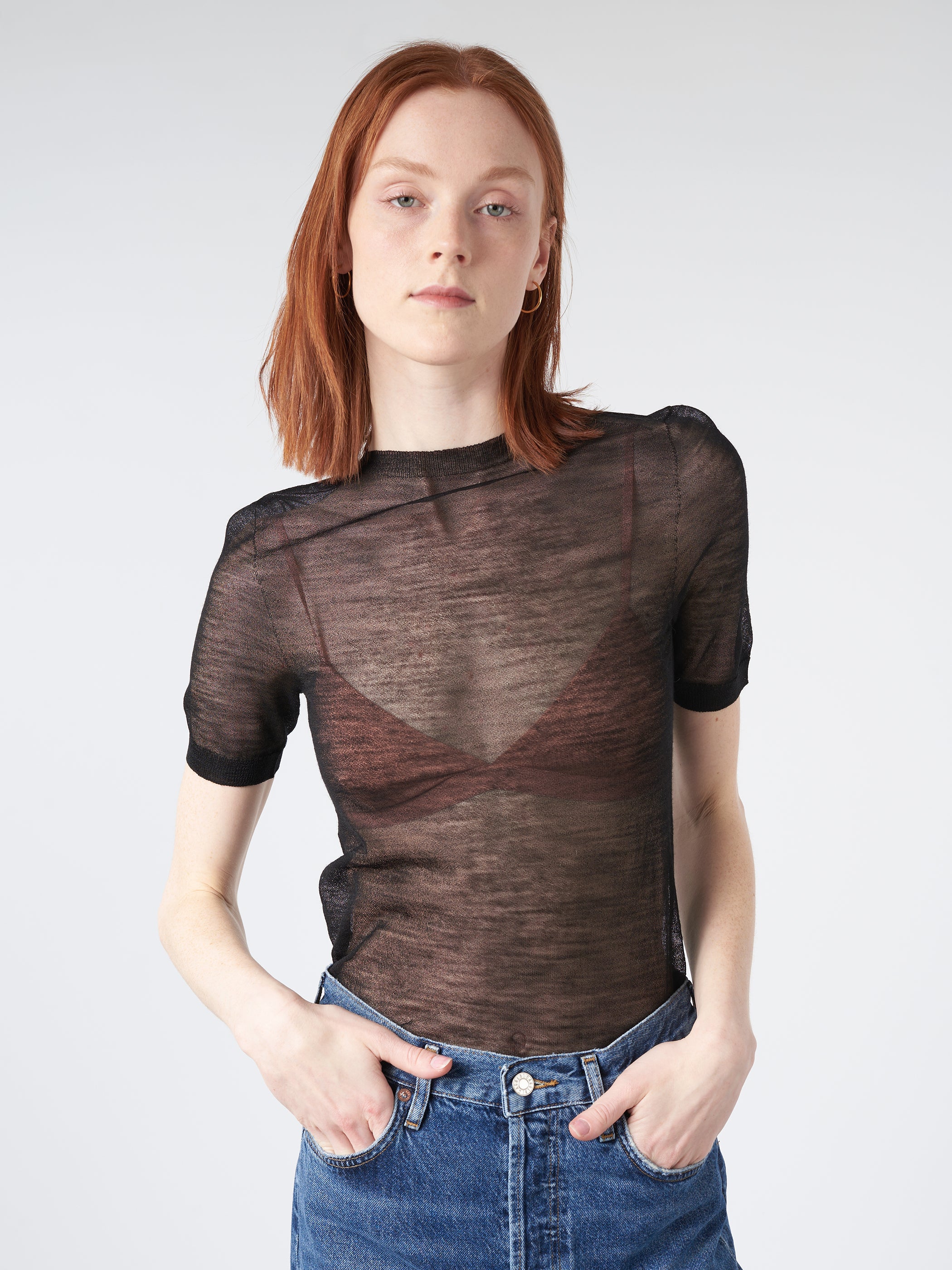 Sheer Knit T-Shirt