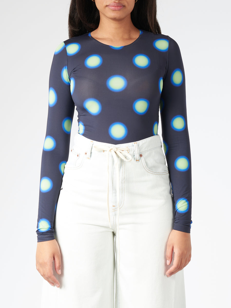 MM6 Maison Margiela - Print Long-Sleeve Bodysuit in Black