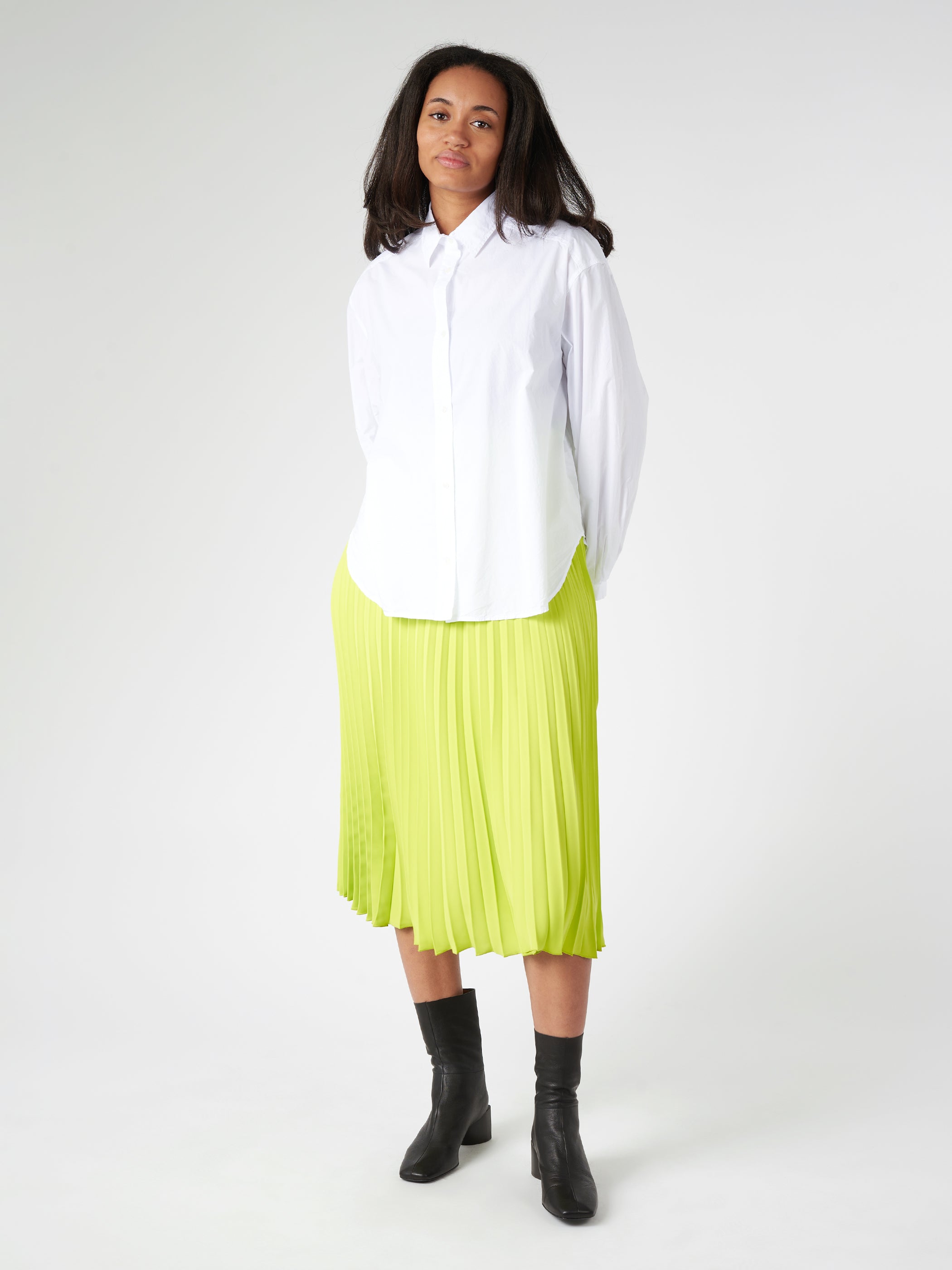 Pleated Plissé Midi Skirt