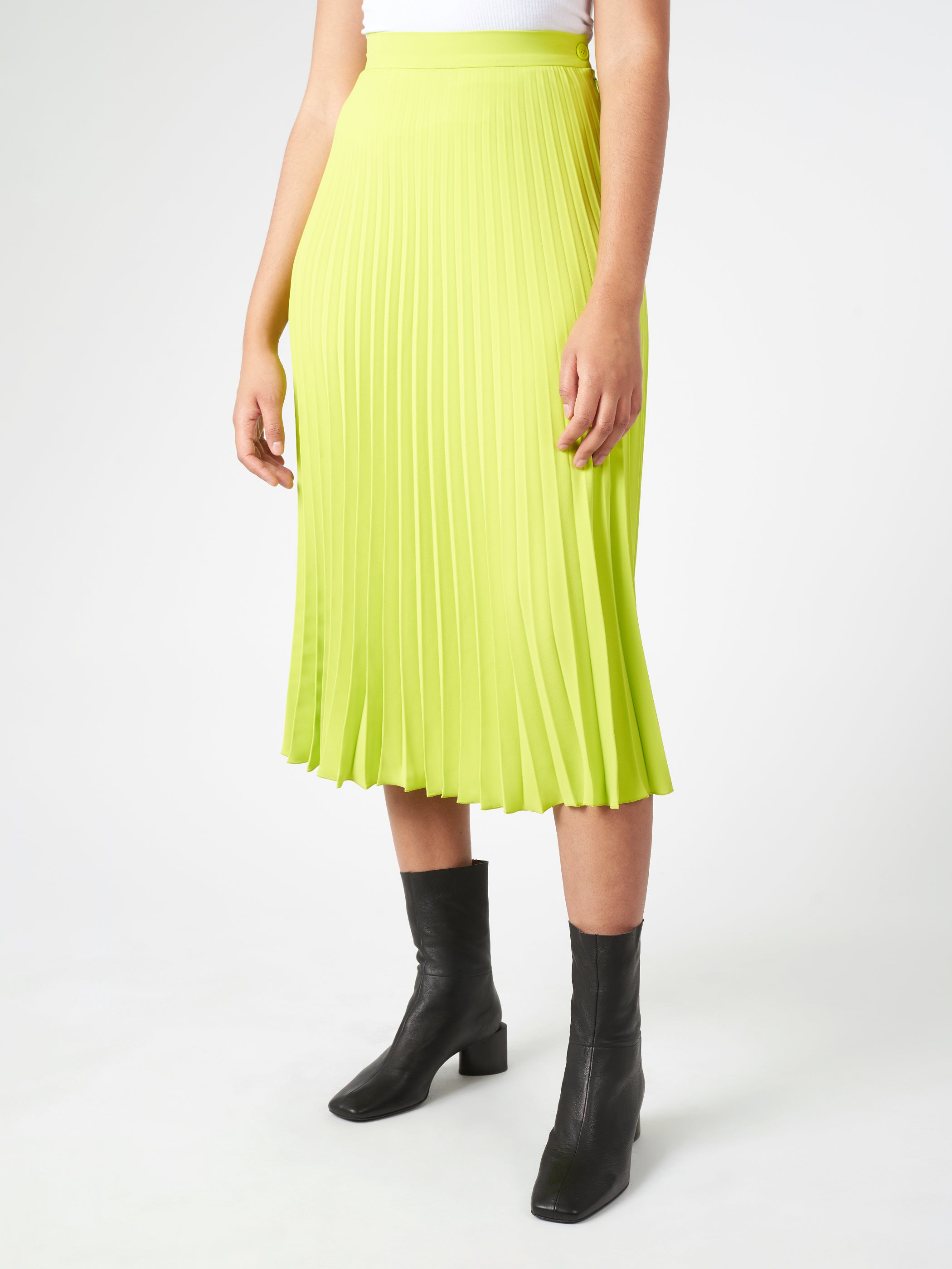Pleated Plissé Midi Skirt