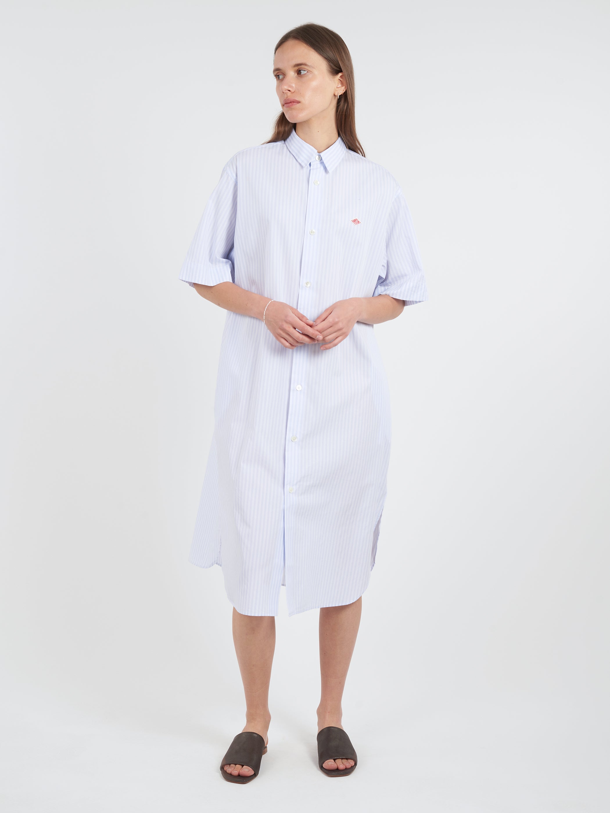 Cotton Poplin Short Sleeve Shirt Dress