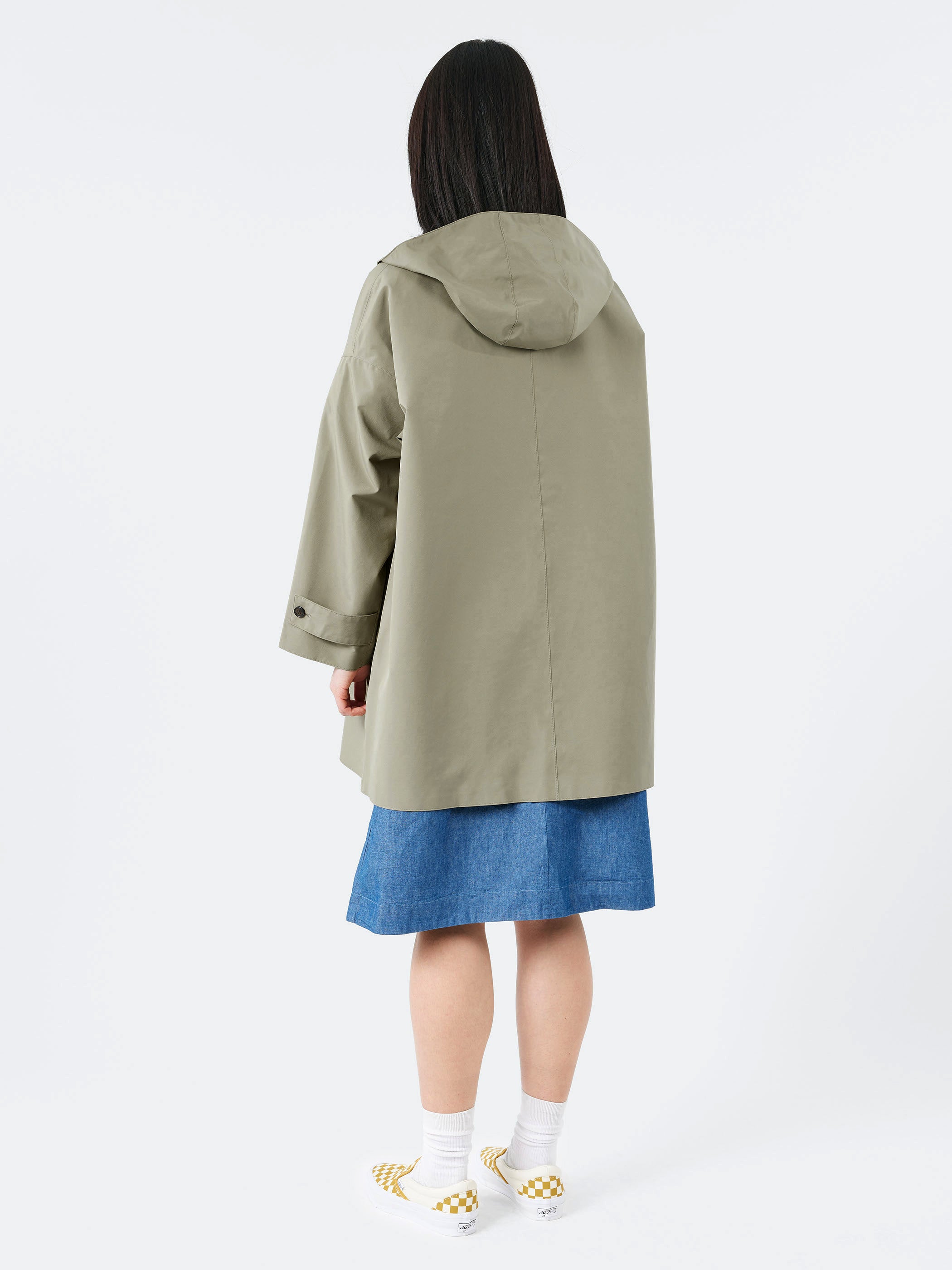 Women's 3-Layer Cloth Hooded Balmacaan Coat