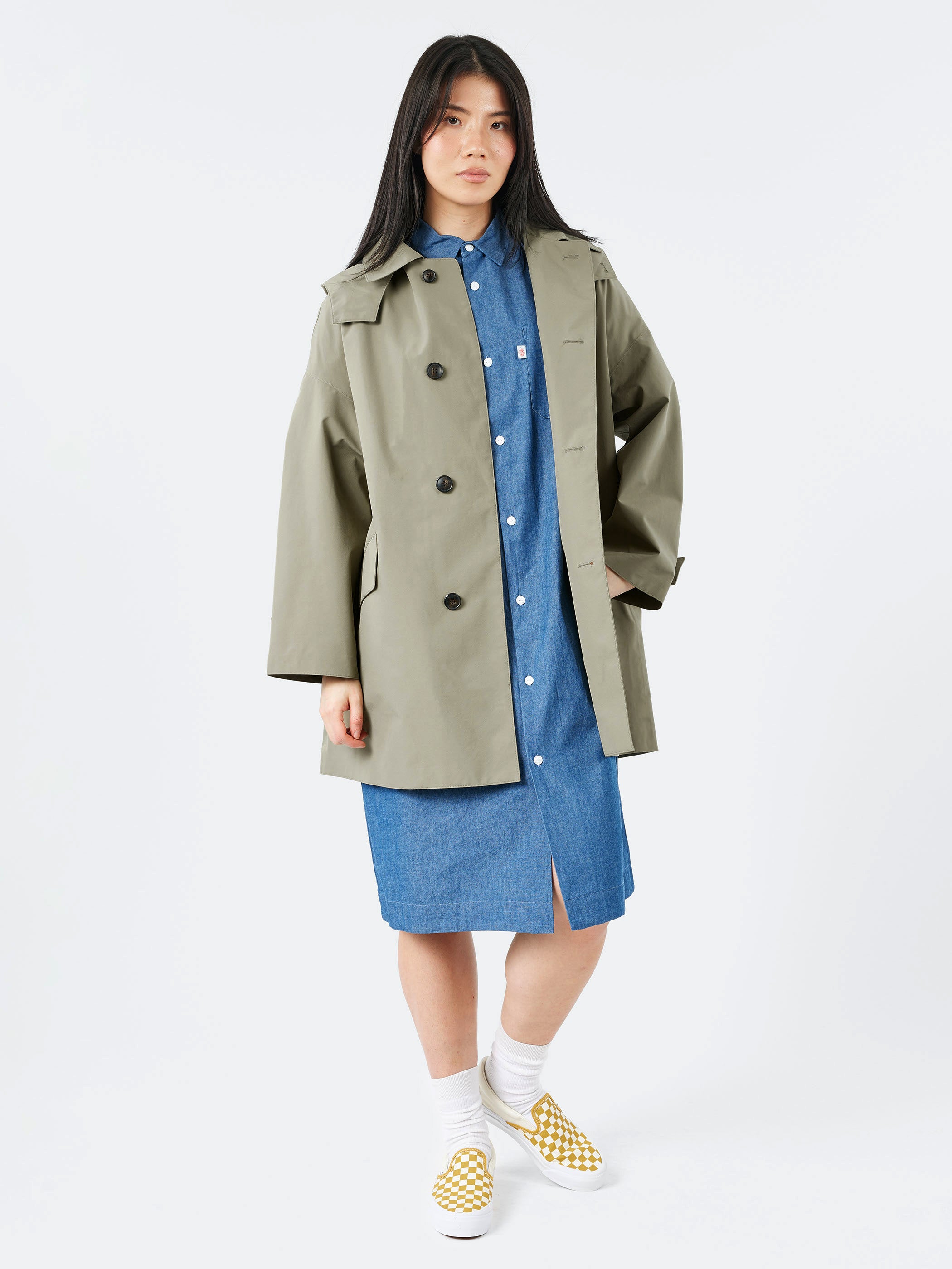 Women's 3-Layer Cloth Hooded Balmacaan Coat