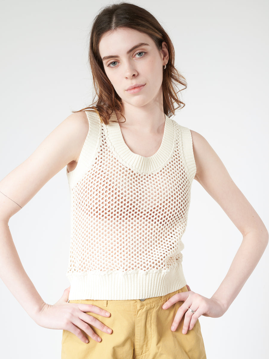 Girls of Dust Kingstone Mesh Camisole in Off White gravitypope