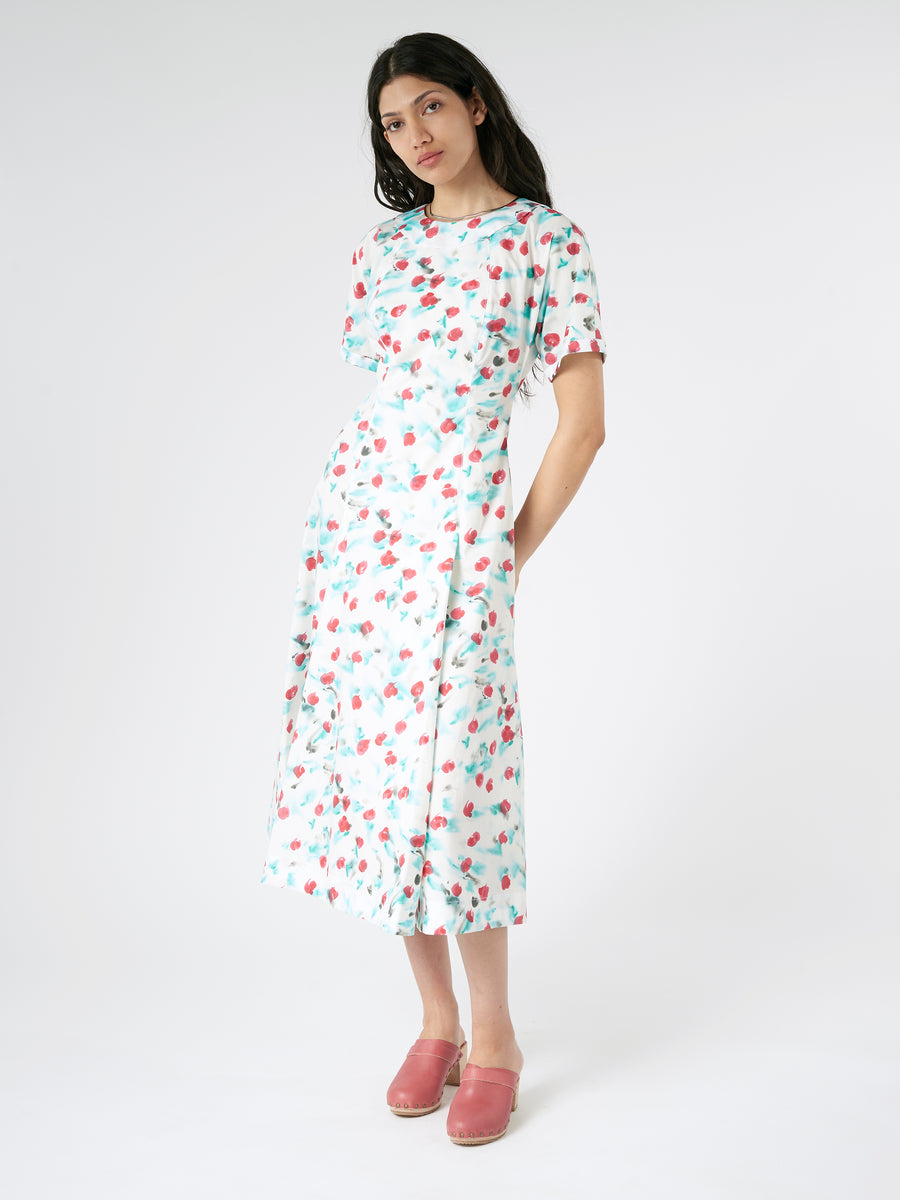 ★MARNI★ Floral Print Midi Dress Lily White ABMA1162A0UTC32 Marni Midi Dress - Lily White | Garmentory