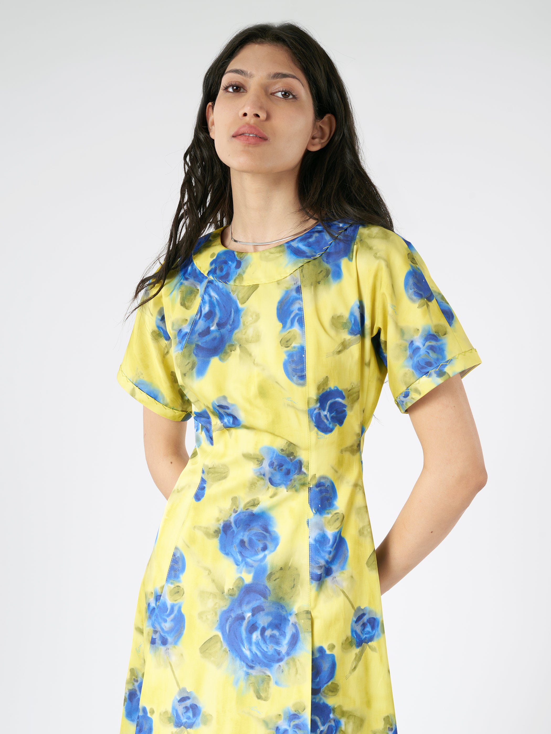 Taffeta Midi Dress with Idyll Print