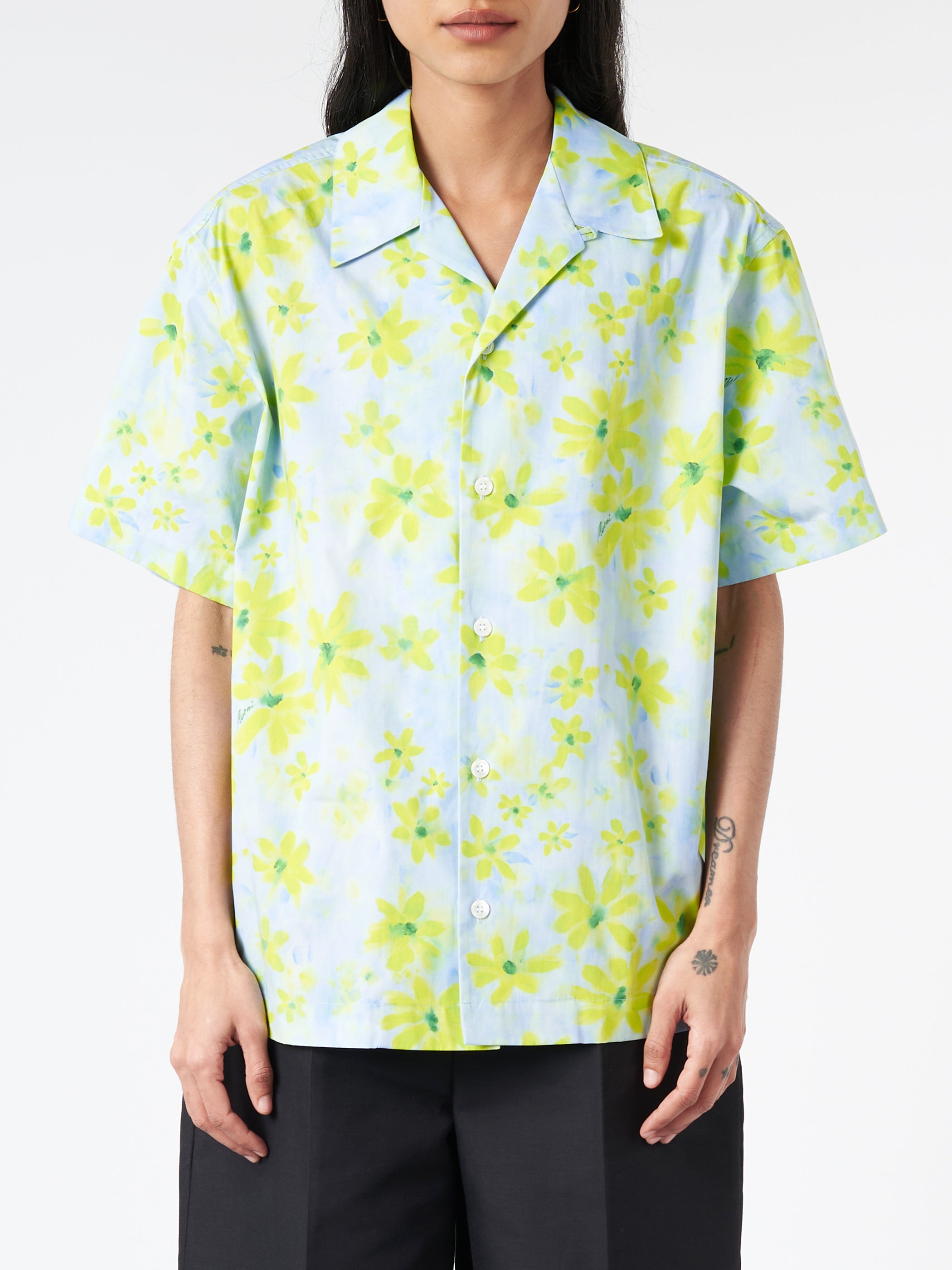 Poplin Bowling Shirt with Parade Print