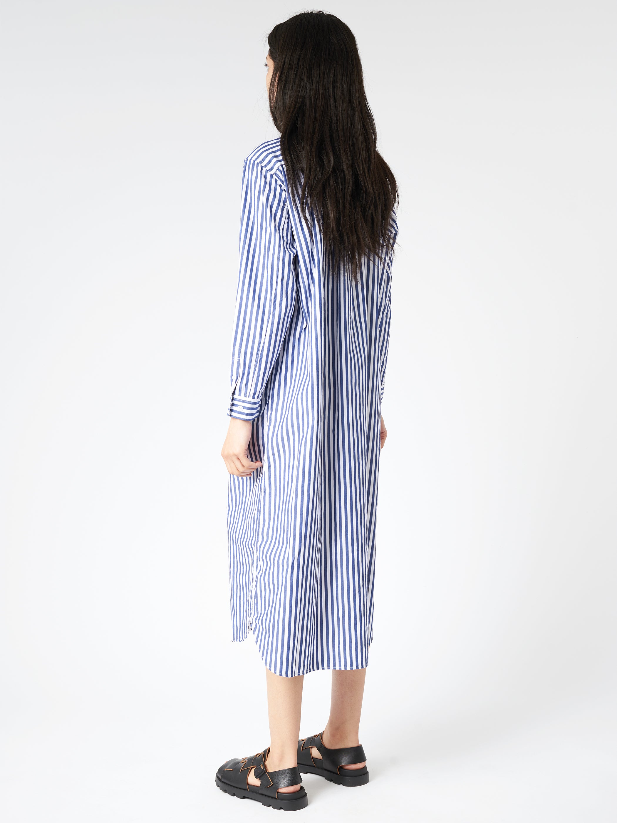 Striped Button Down Long Sleeve Dress