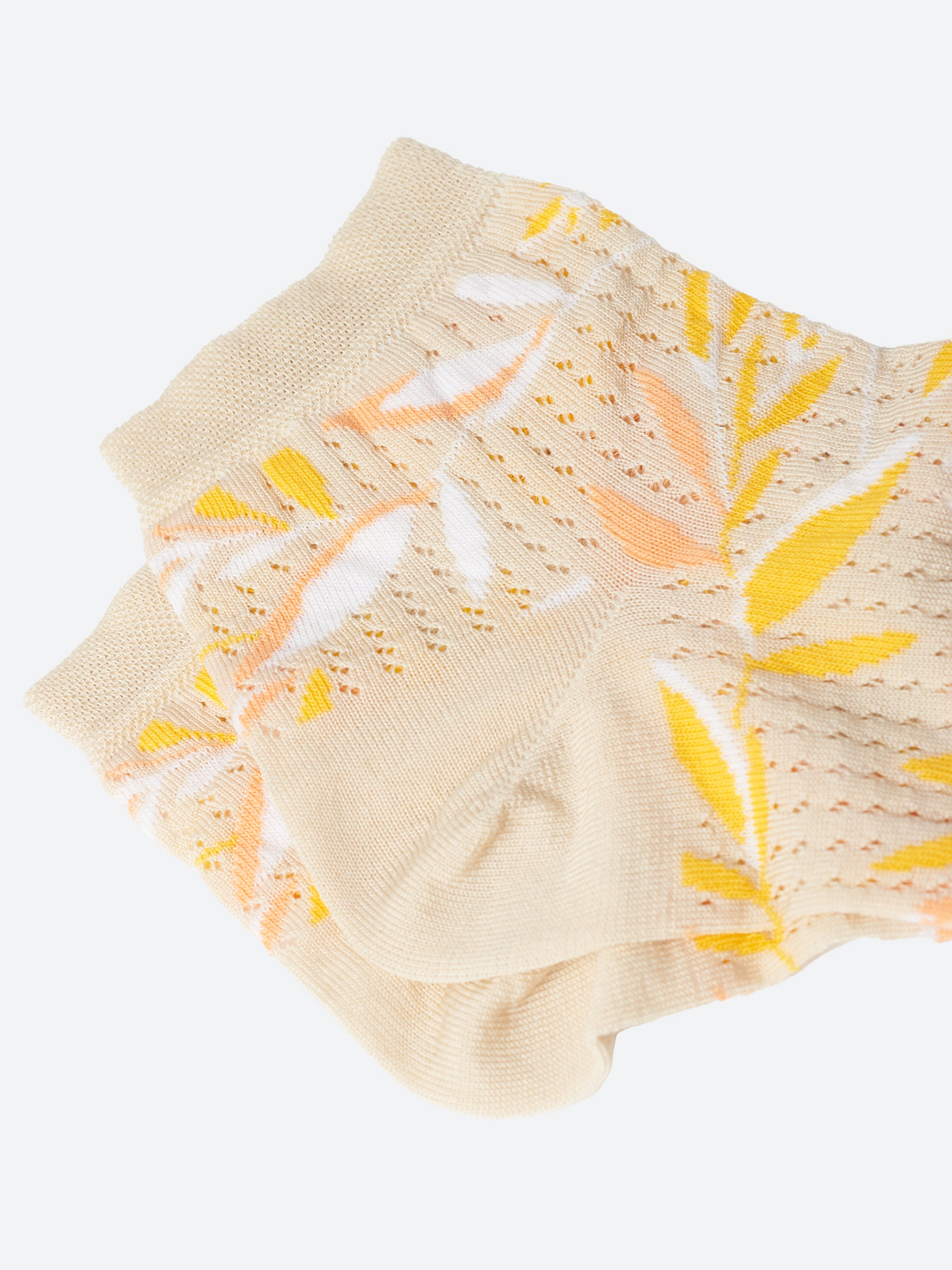 Short Openwork Leaves Lisle Socks