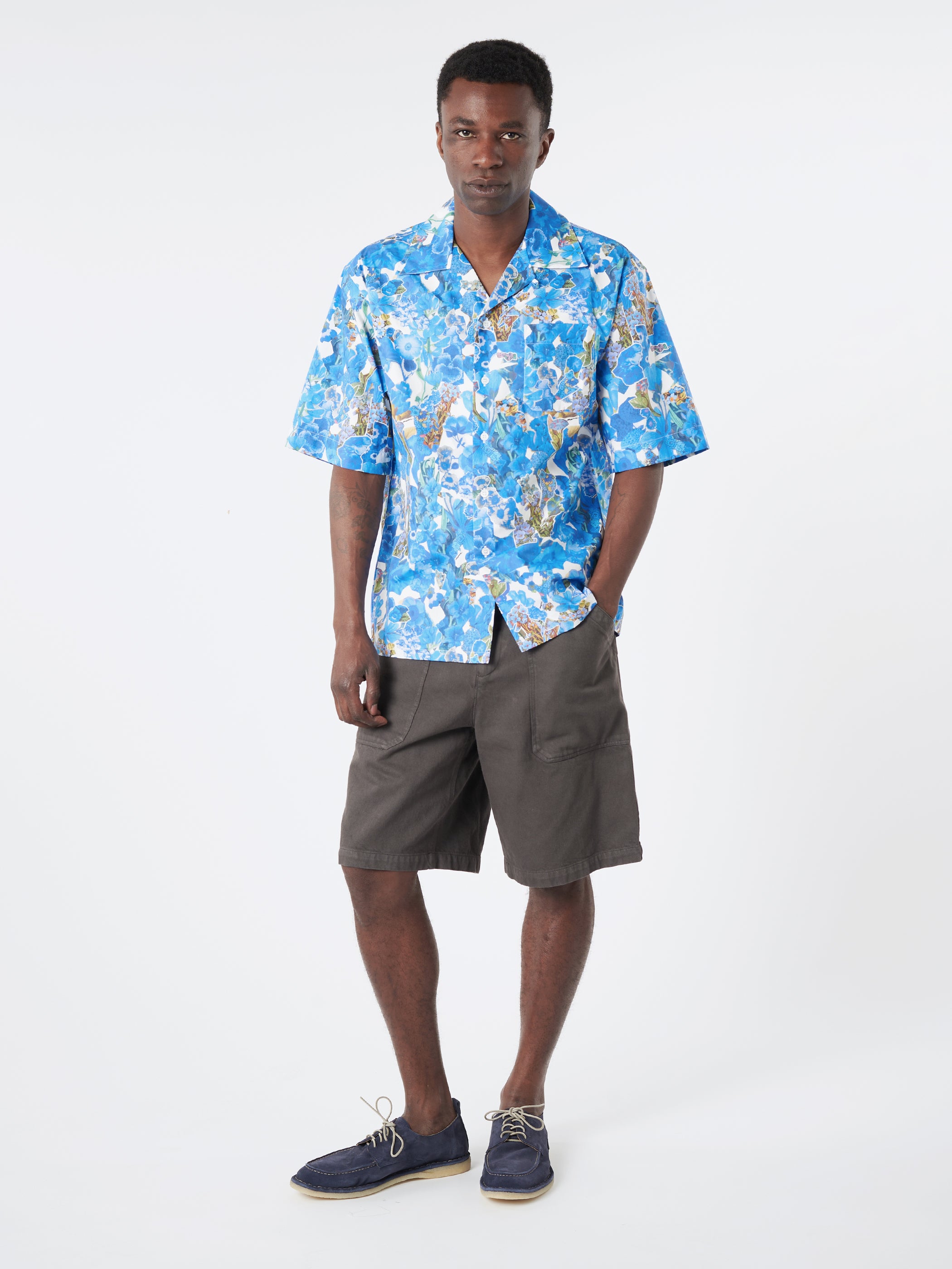 Poplin Bowling Shirt with Allegro Blues Print