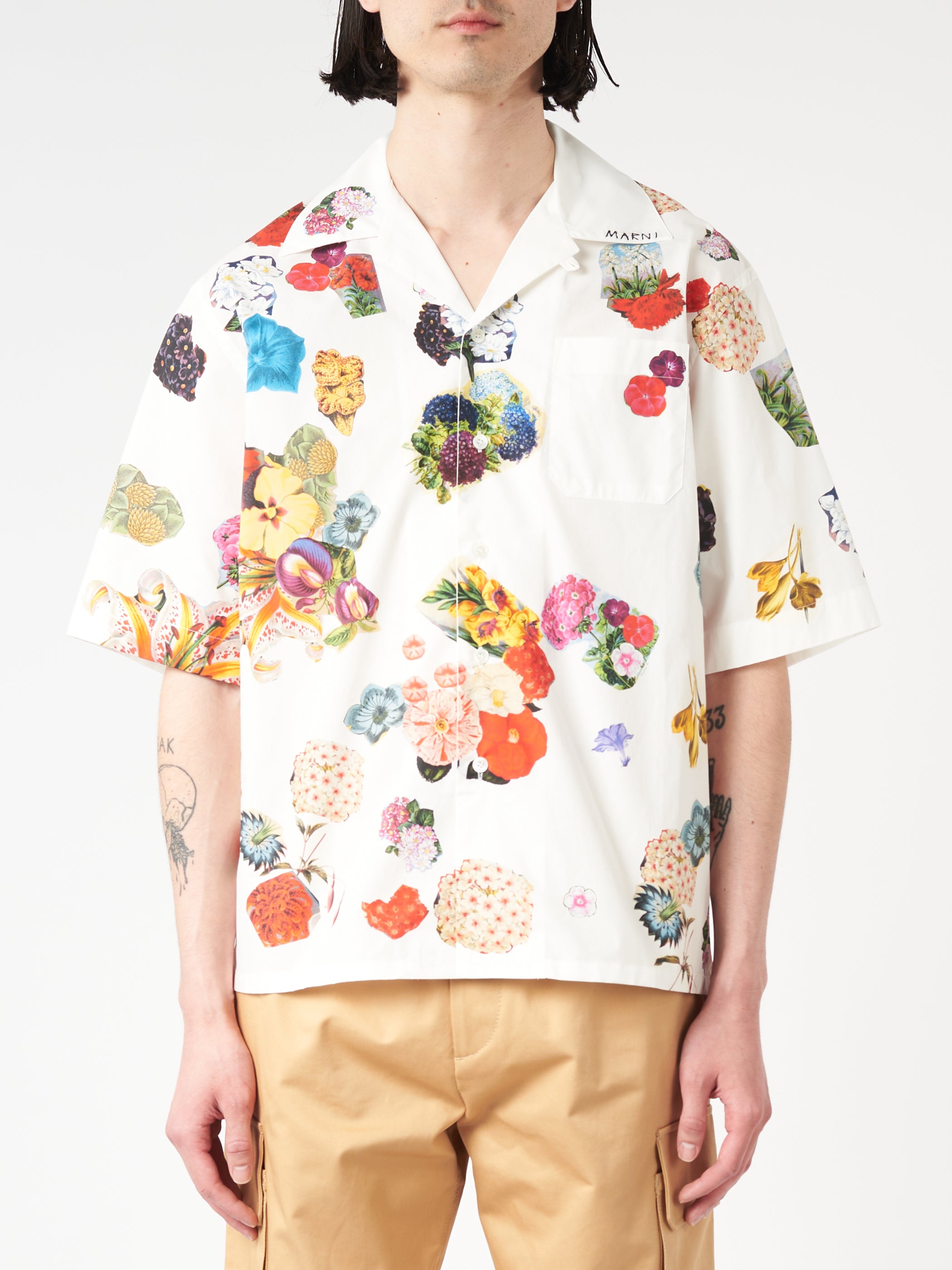 Bowling Shirt with Flower Prints