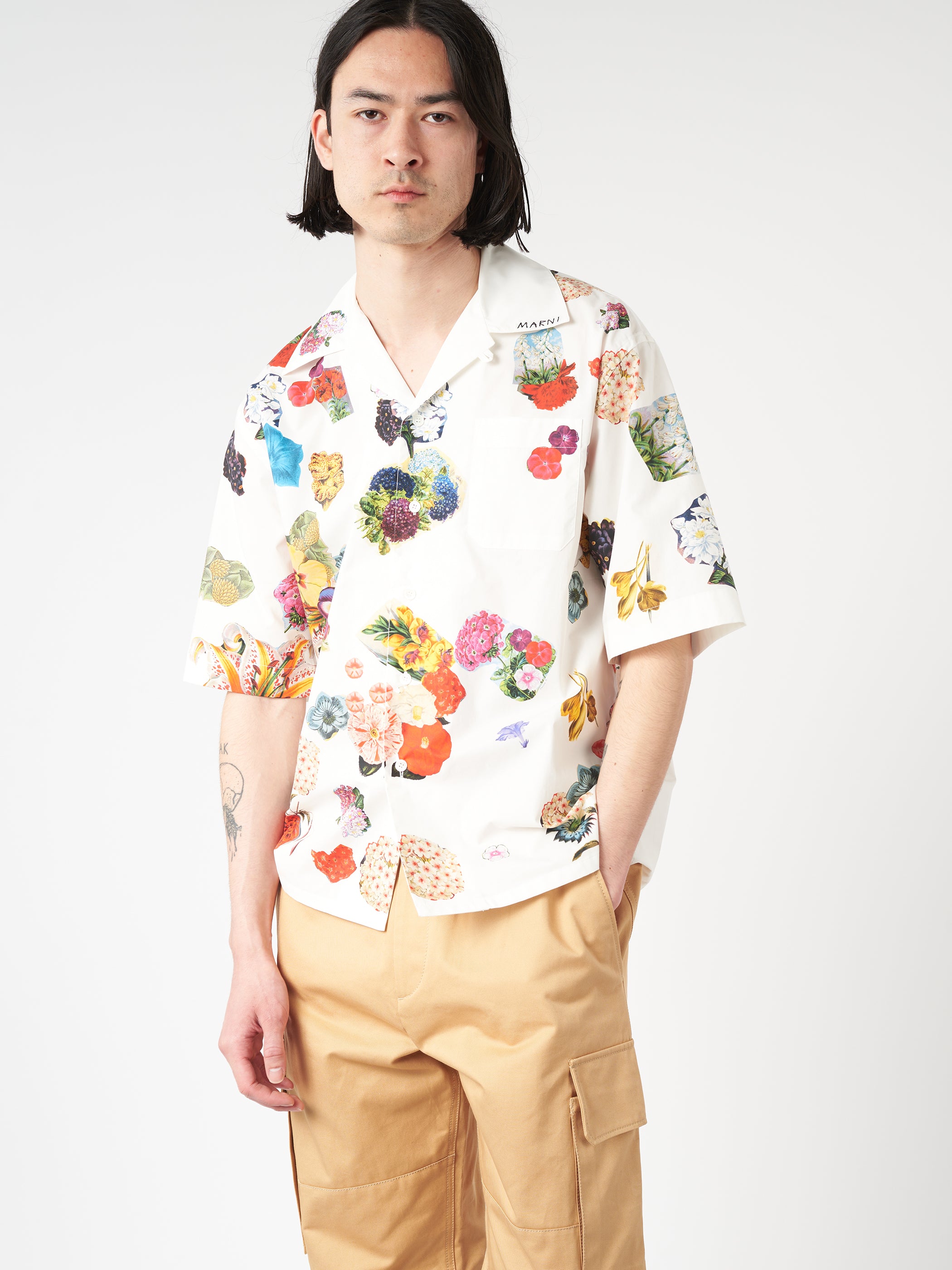 Bowling Shirt with Flower Prints