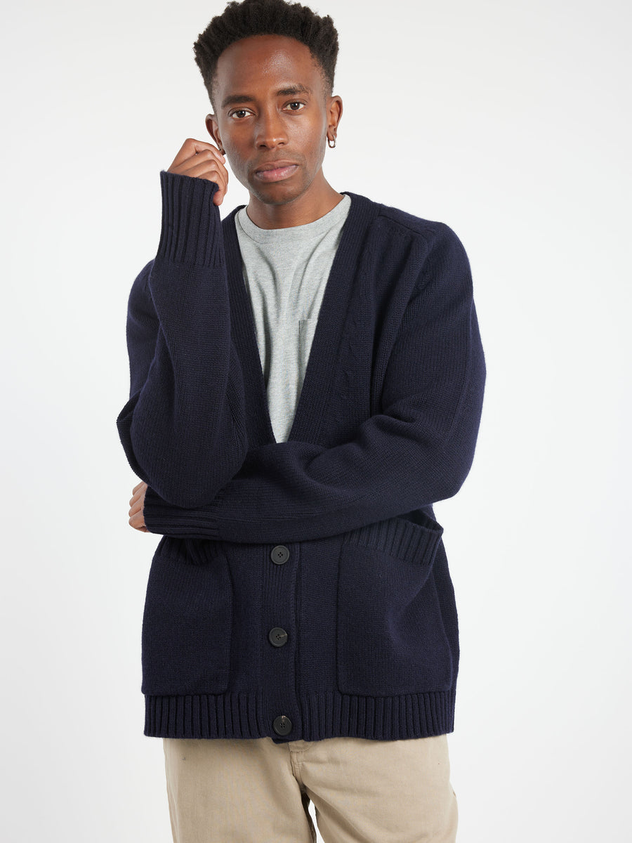 トップス STUDIO NICHOLSON CARDIGAN Level Knit in Navy Marl– Studio Nicholson