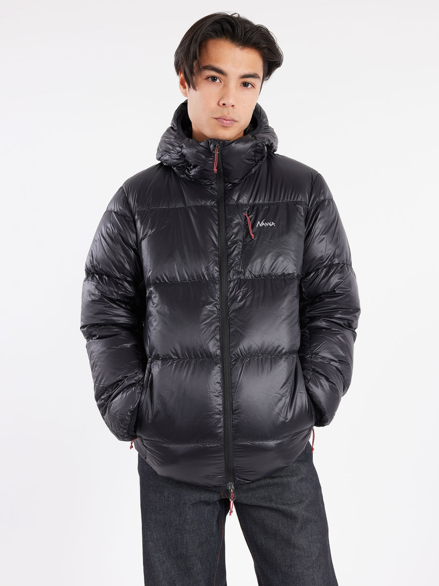 NANGA - Mountain Lodge Down Hoodie in Black – gravitypope