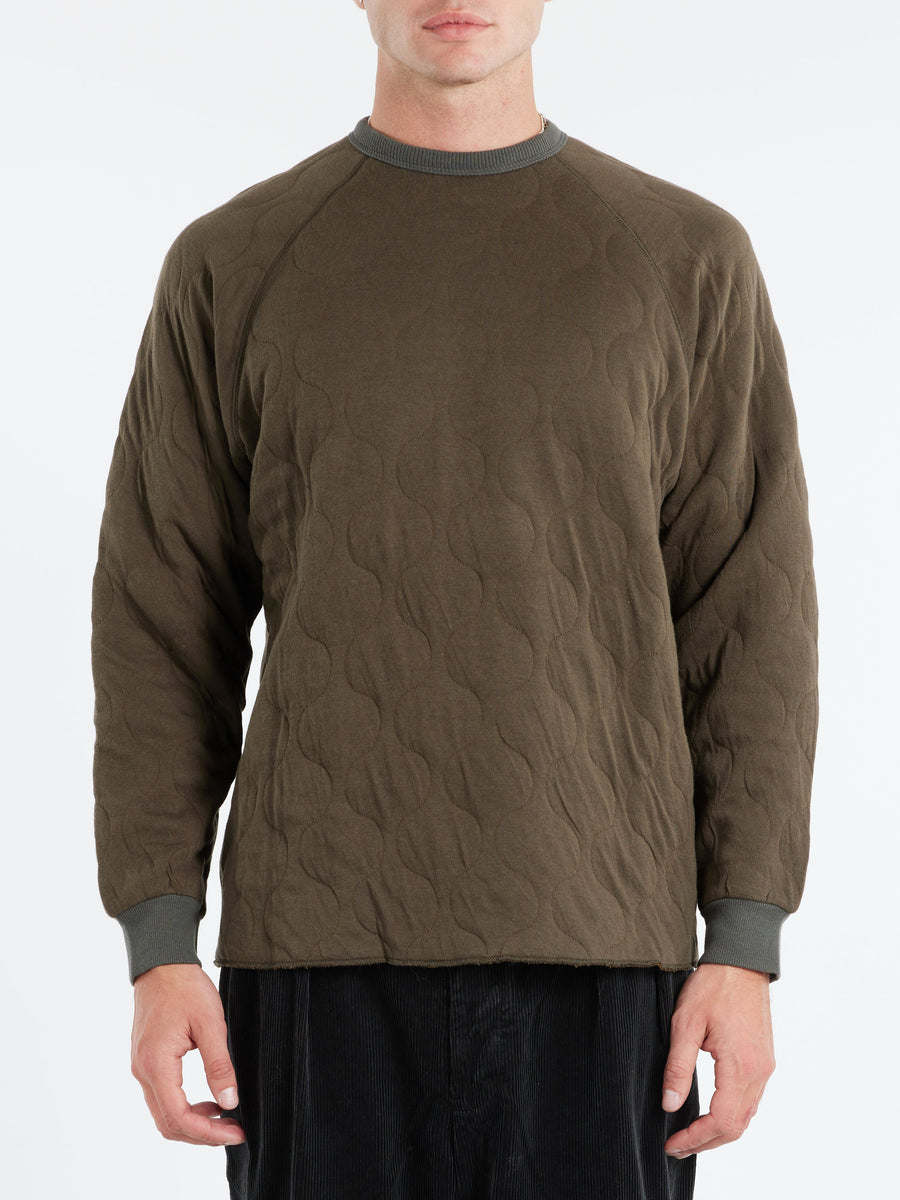 BEAMS PLUS - MIL Quilt Crew in Olive – gravitypope