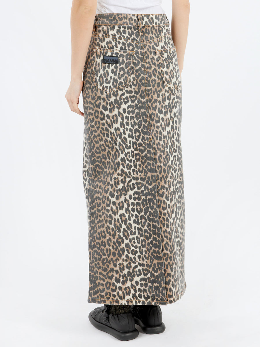 Denim Maxi Slit Ganni Denim Slit Pants GANNI Leopard Print Denim