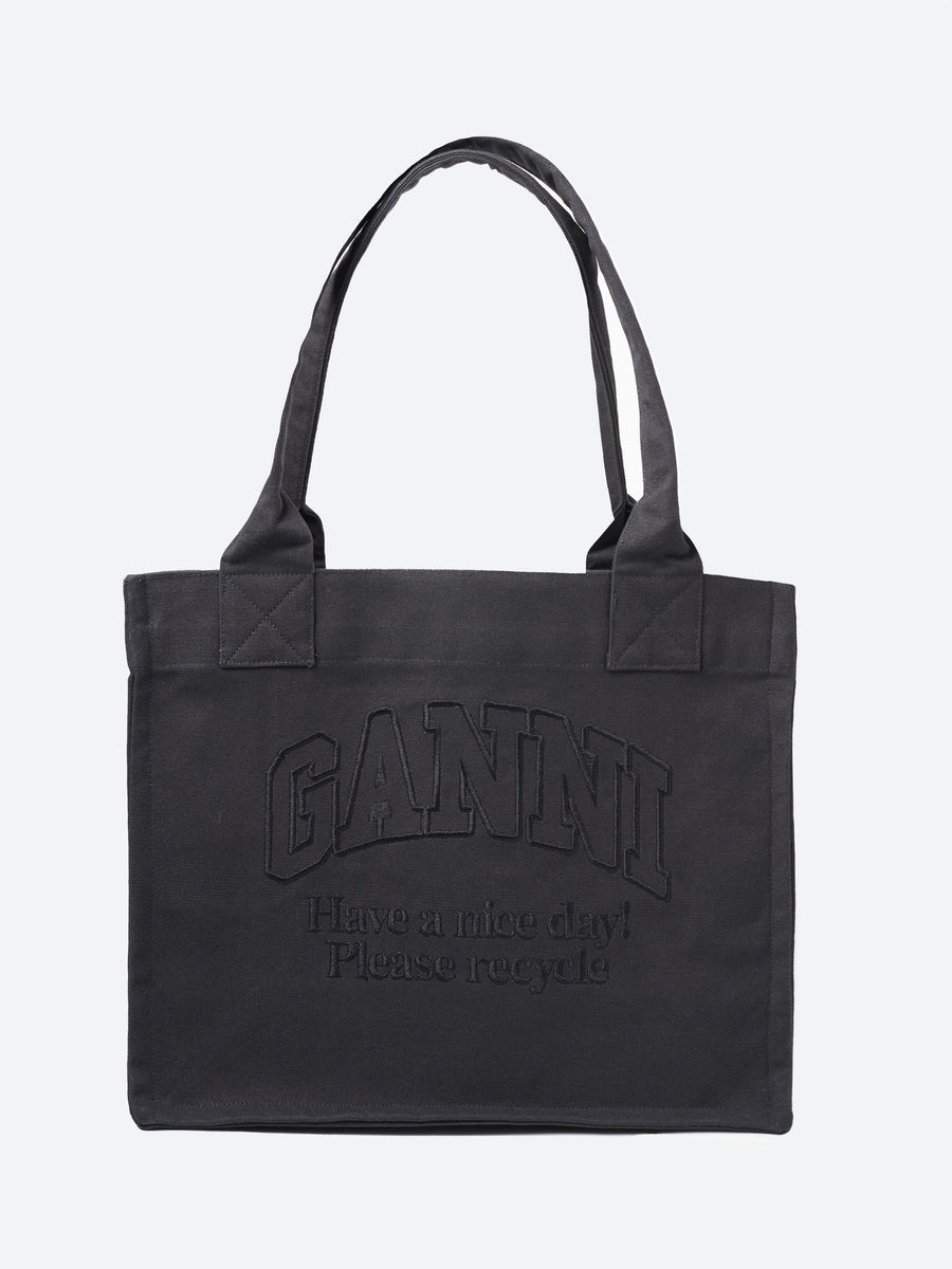 トートバッグ GANNI Woman Tote bags Black A5577 252 GANNI - Large Canvas Tote Bag in Phantom – gravitypope