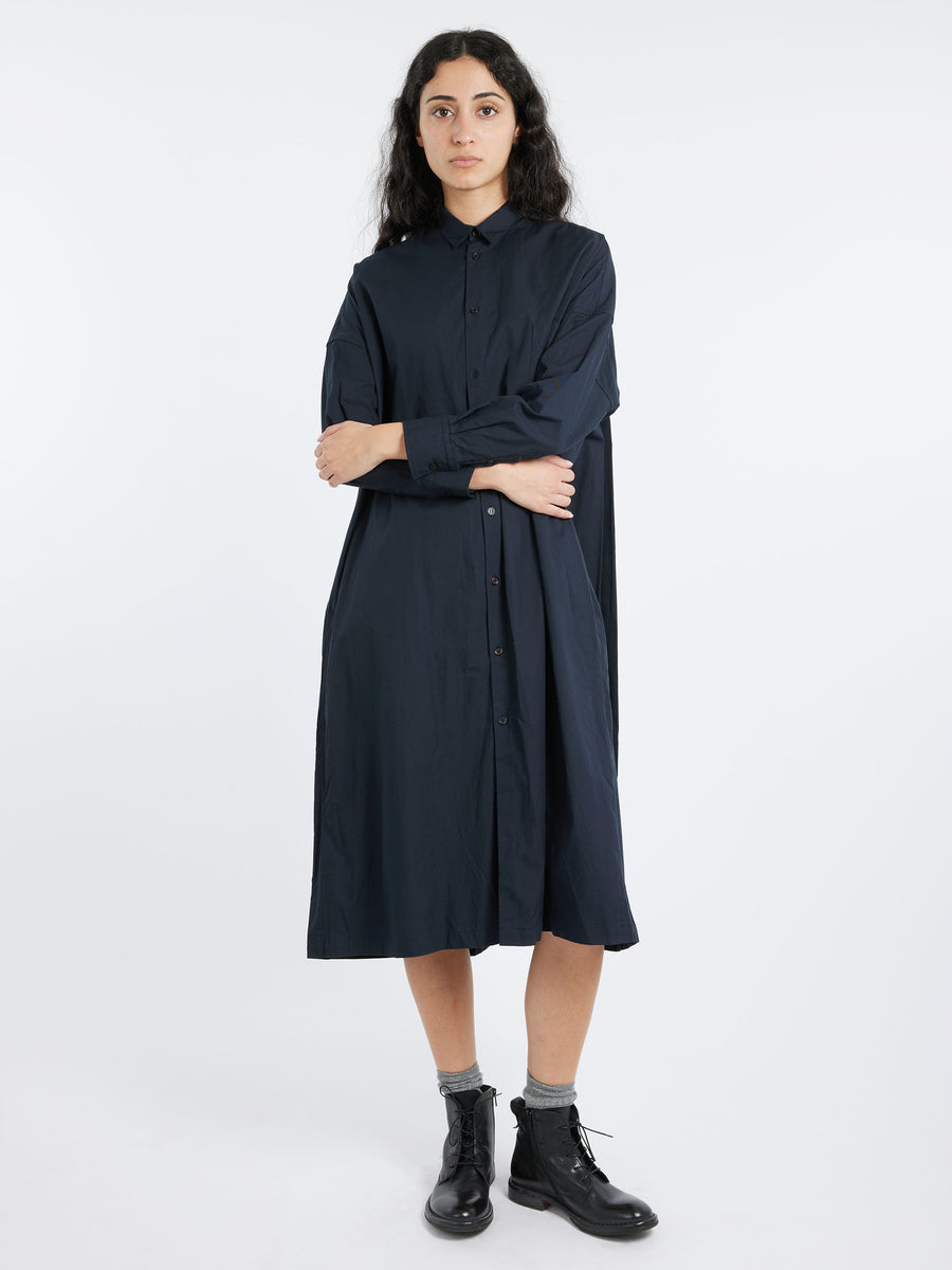 L'or ロル かじまり Pleats Shirt Dress Toujours - Back Wide Pleated Shirt Dress in Midnight – gravitypope