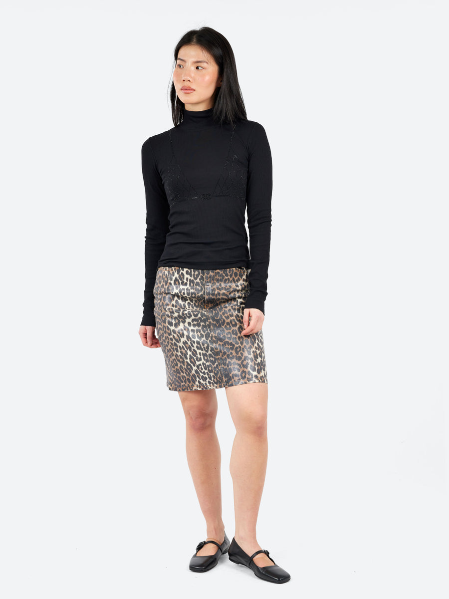 GANNI - Foil Print Denim Skirt in Leopard – gravitypope