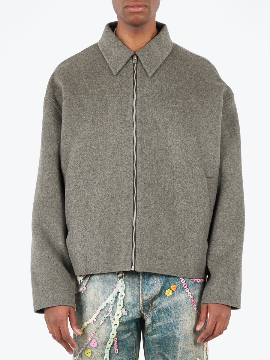 Acne Studios - Doverio Double Wool Zipper Jacket in Grey Melange