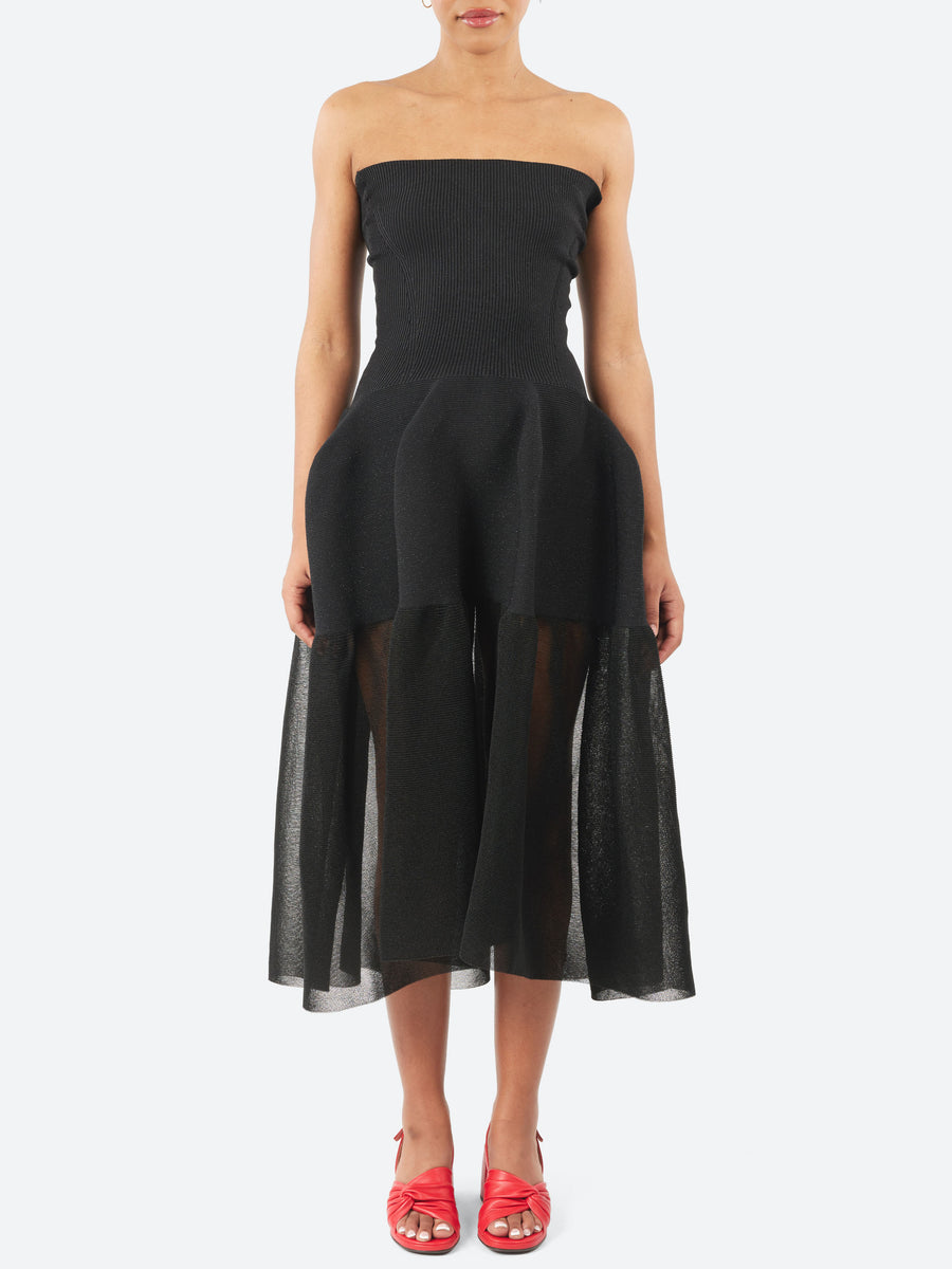 CFCL - Pottery HS Lucent Glitter Strapless Dress in Black
