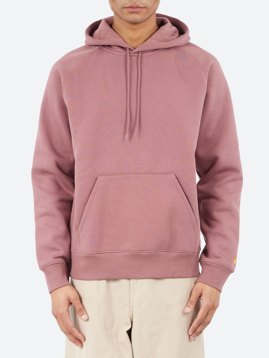 【carhartt】\"Hooded Chase\"フード付チェイスフーディ/Air Pink Carhartt WIP Hooded Chase Sweatshirt, Air Pink / Gold
