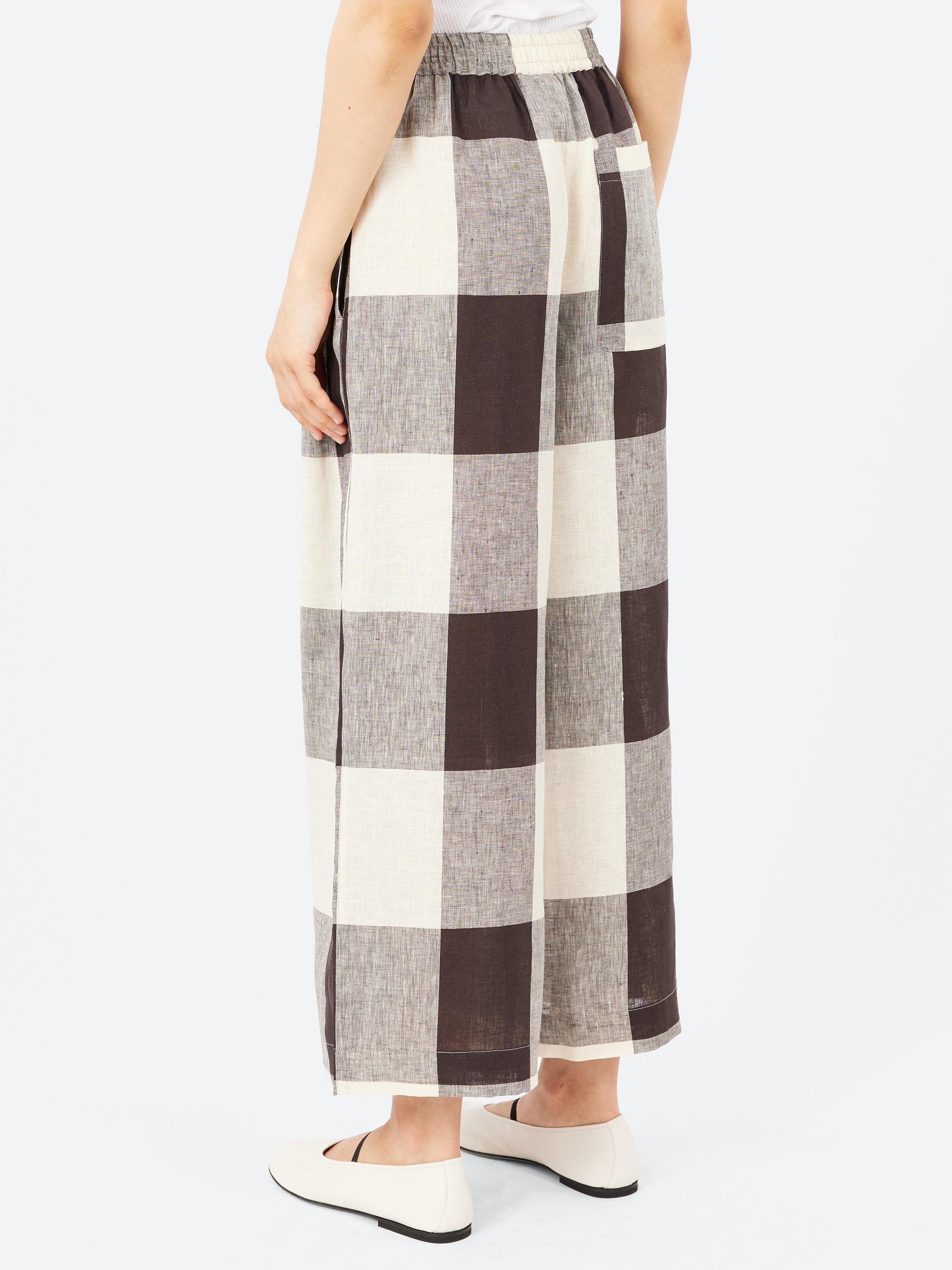 Macro Gingham Lightweight Linen Trousers