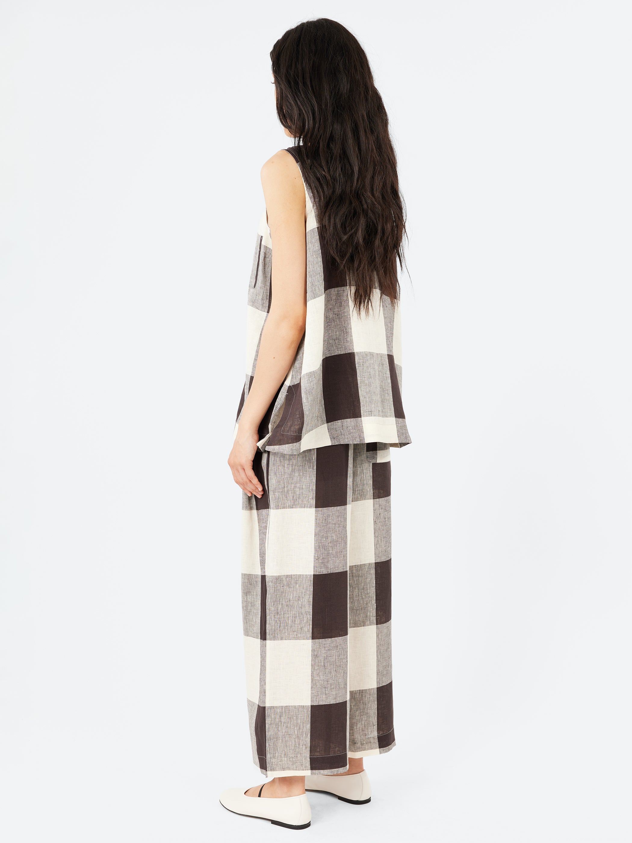 Macro Gingham Lightweight Linen Tank