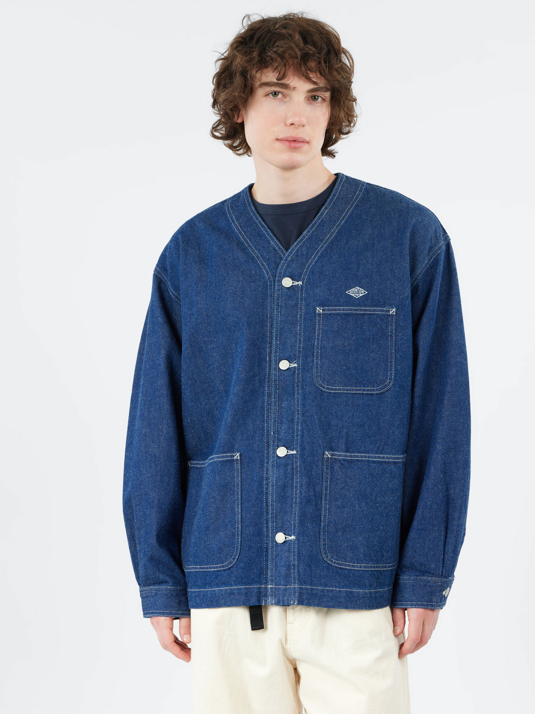 Denim Collarless Jacket