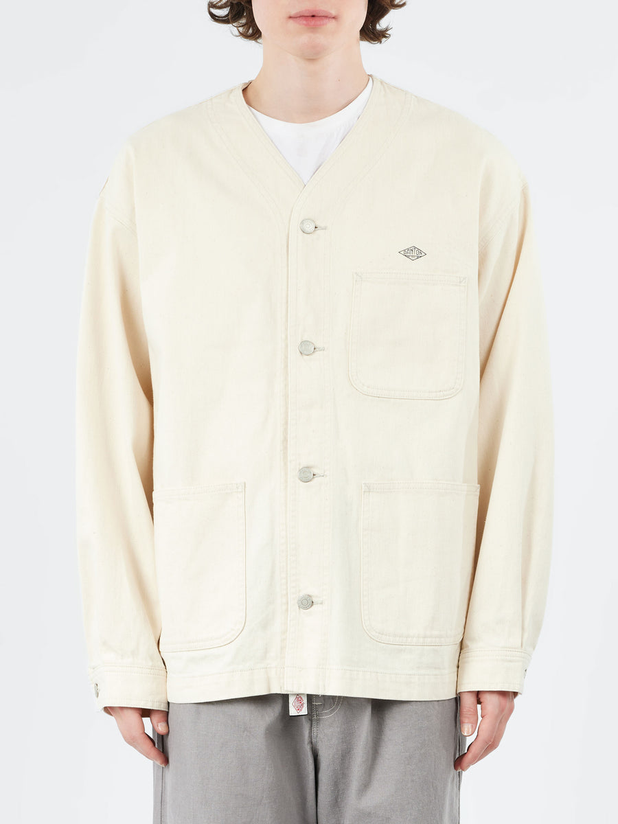 【美品】DANTON COLLARLESS JACKET Danton11ozDenimCollarlessJacke
