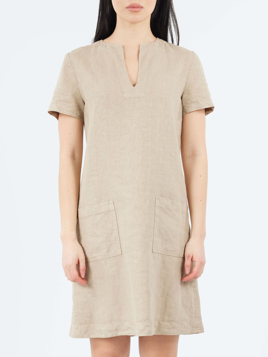 Aspesi - Slub Linen Short Dress in Sand – gravitypope