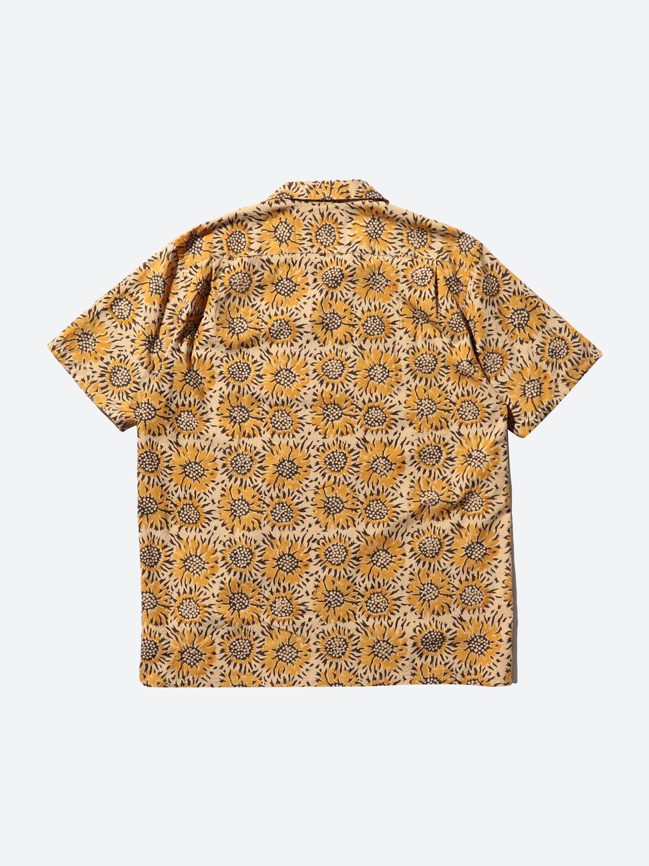 Open Collar Sunflower Block Print Shirt