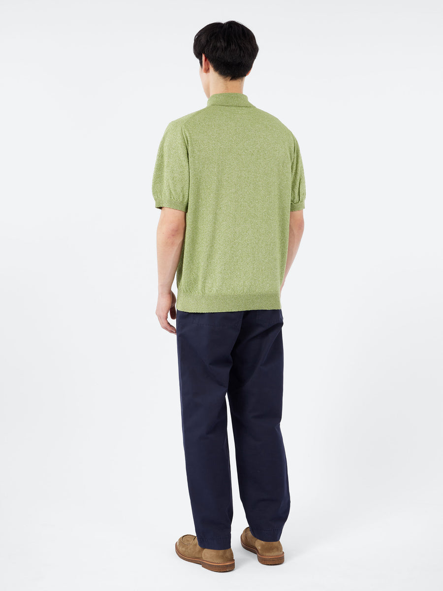 BEAMS PLUS - Boucle Knit Polo in Green – gravitypope