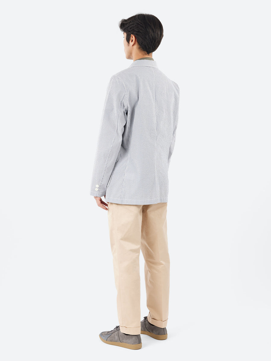 BEAMS PLUS - 3B Jacket COOLMAX Seersucker in Blue Stripe