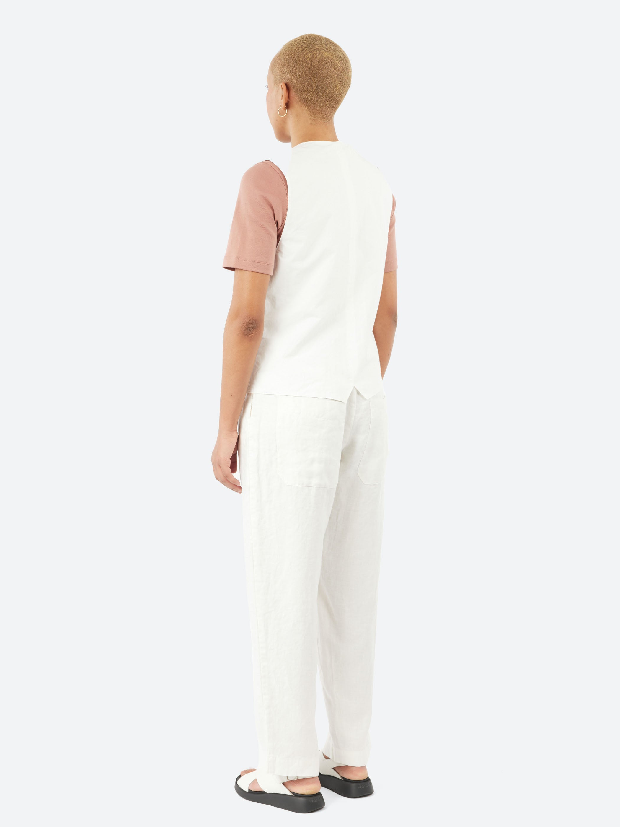 Shirring Embroidery Poplin Vest