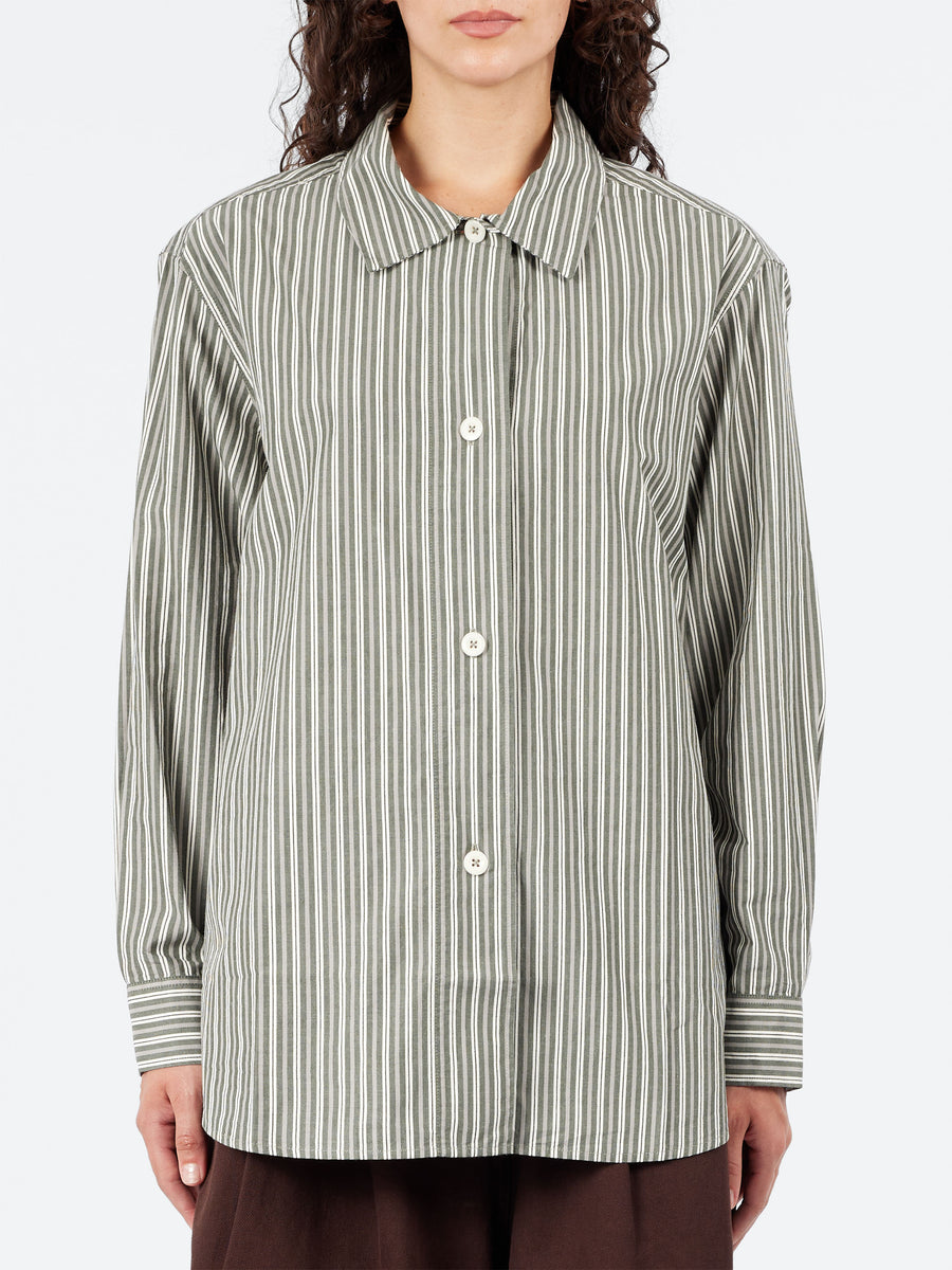 Margaret Howell - MHL Longline Shirt in Forest, Grey and Off White
