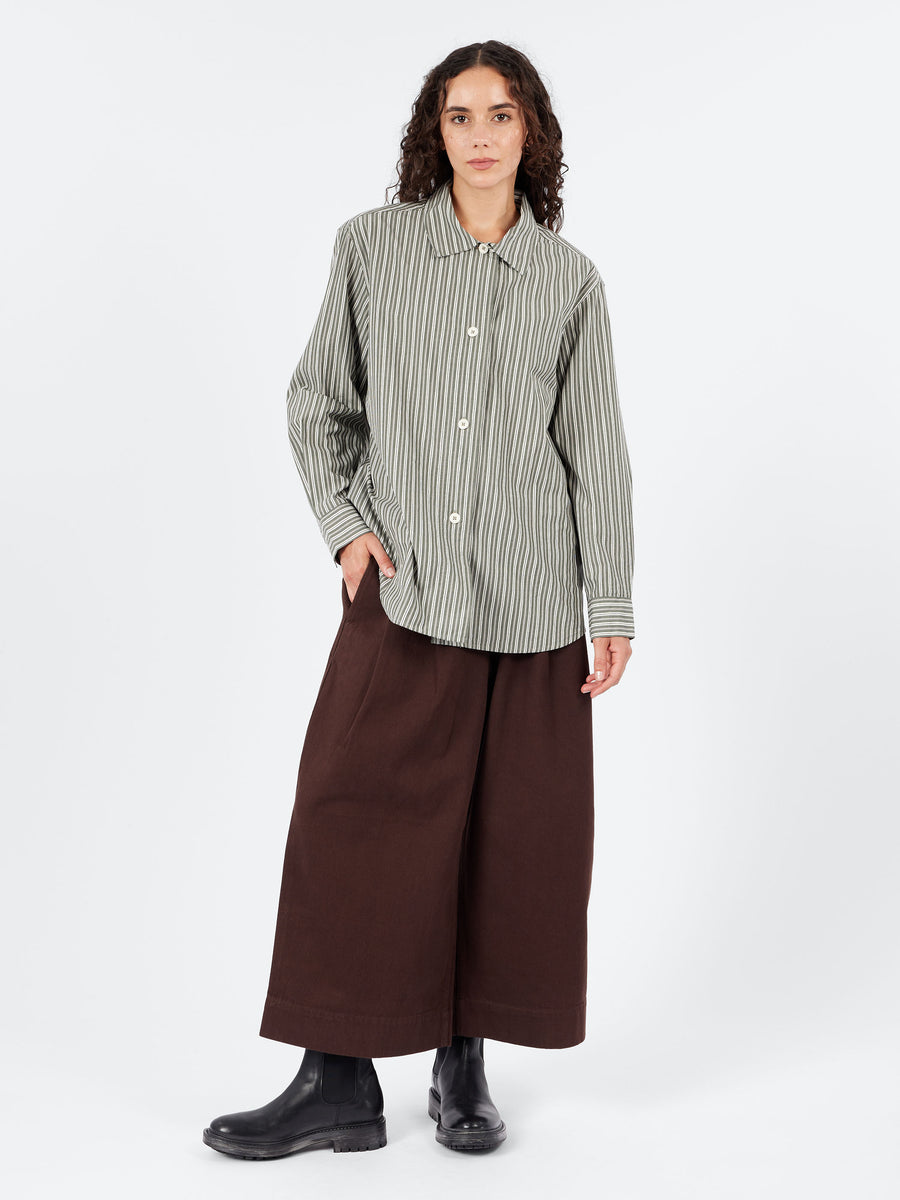 Margaret Howell - MHL Longline Shirt in Forest, Grey and Off White