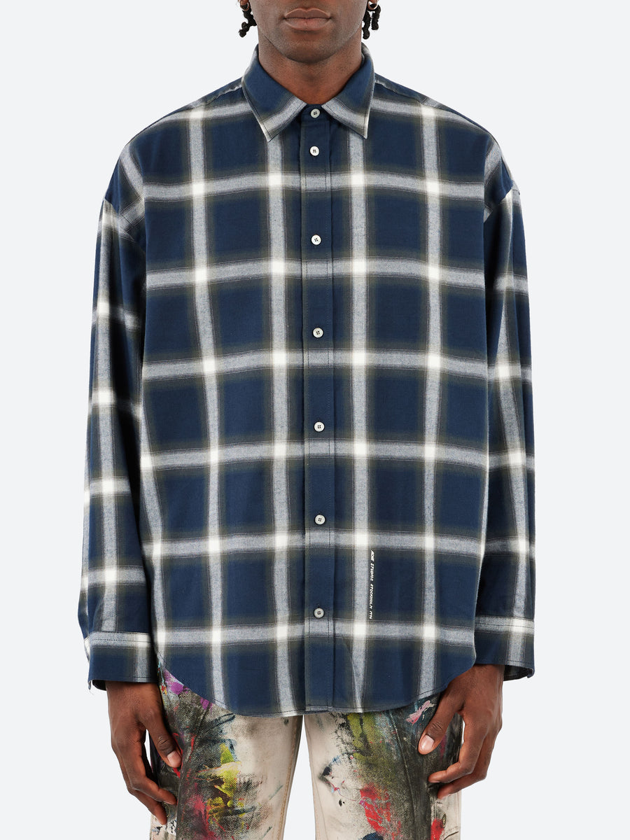 Acne Studios - Seta L/S Flannel Shadow Check Button-Up Shirt in