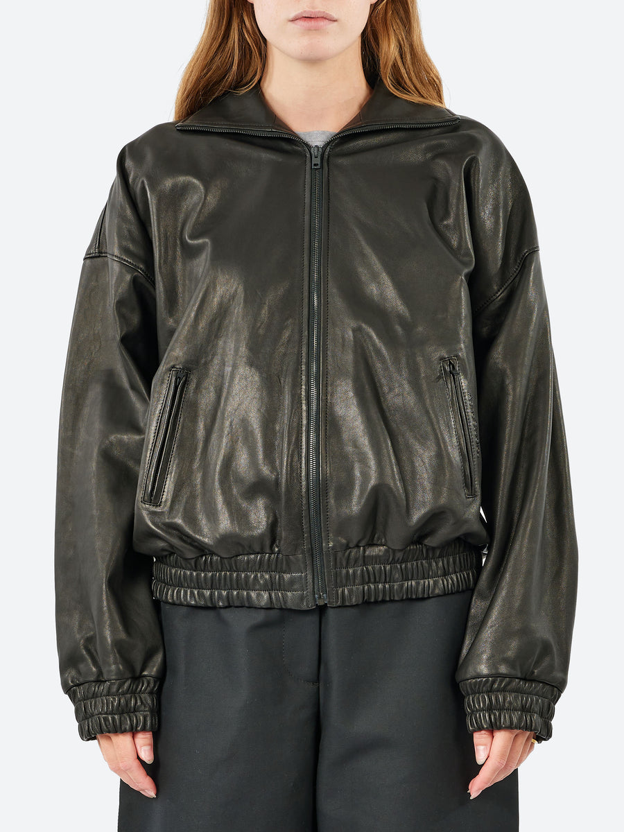 Acne Studios - Lemmy Leather Bomber Jacket in Black